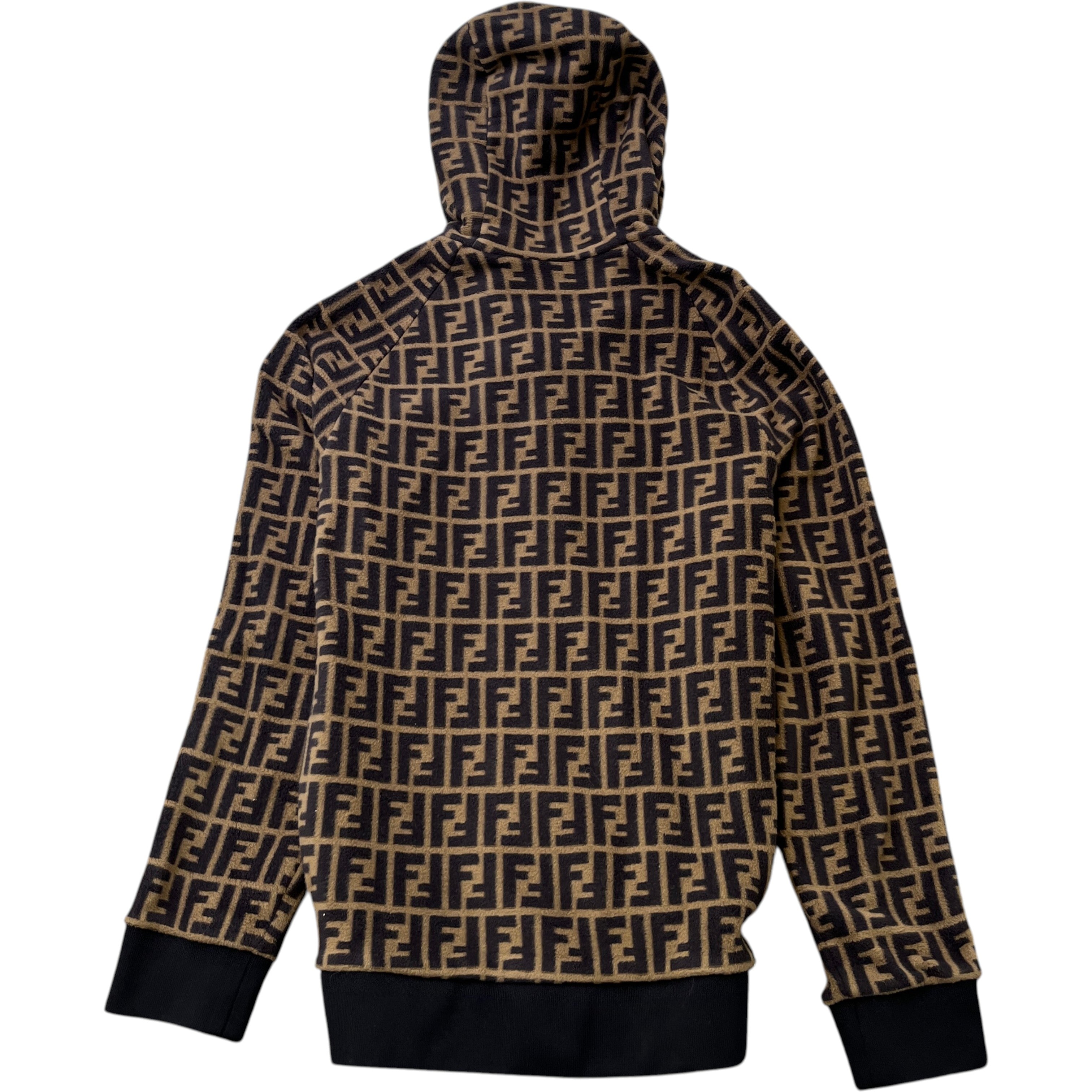 Men's Zucca Ff Logo Fleece Hoodie Brown Size S