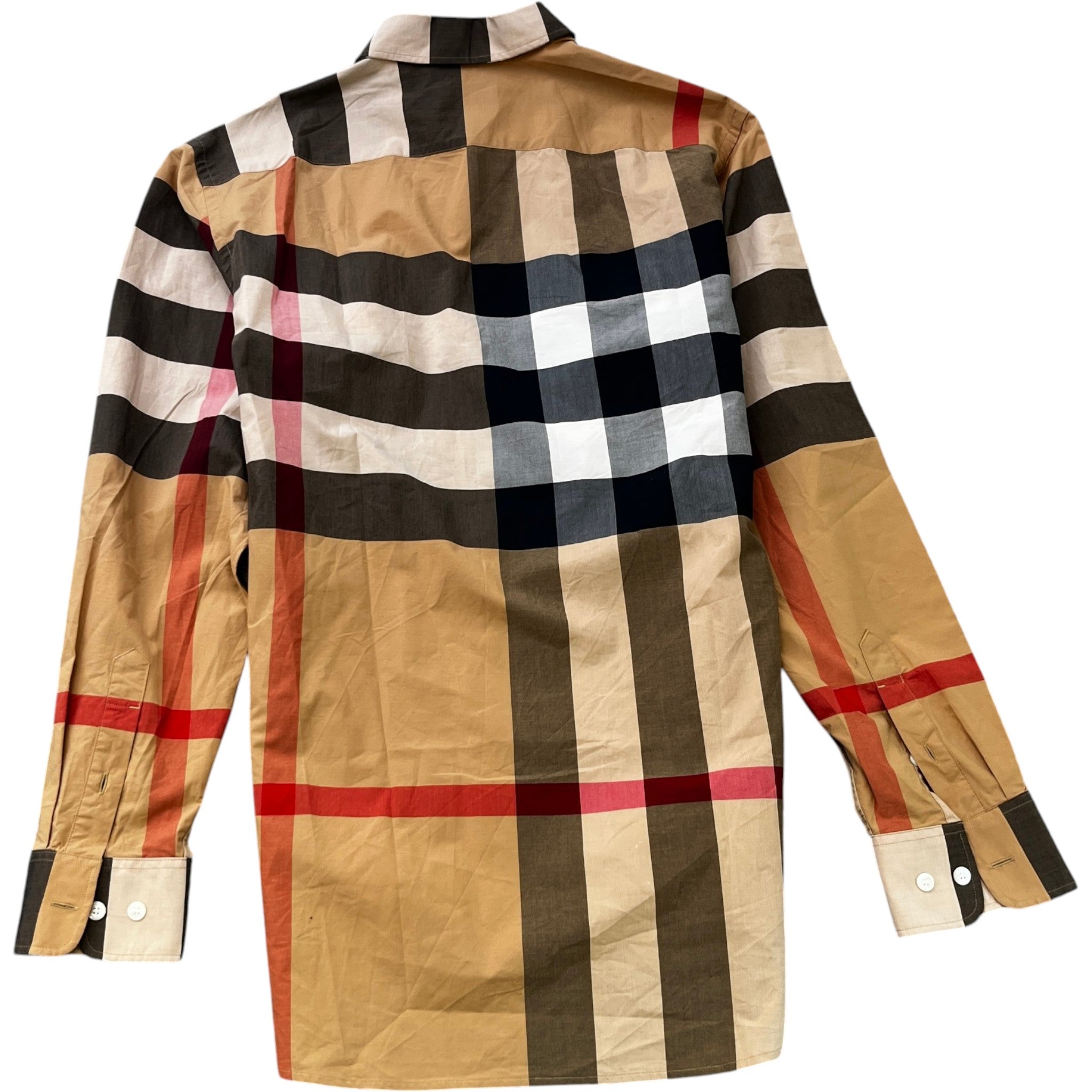 Men's Nova Check Long Sleeve Shirt Beige Size M