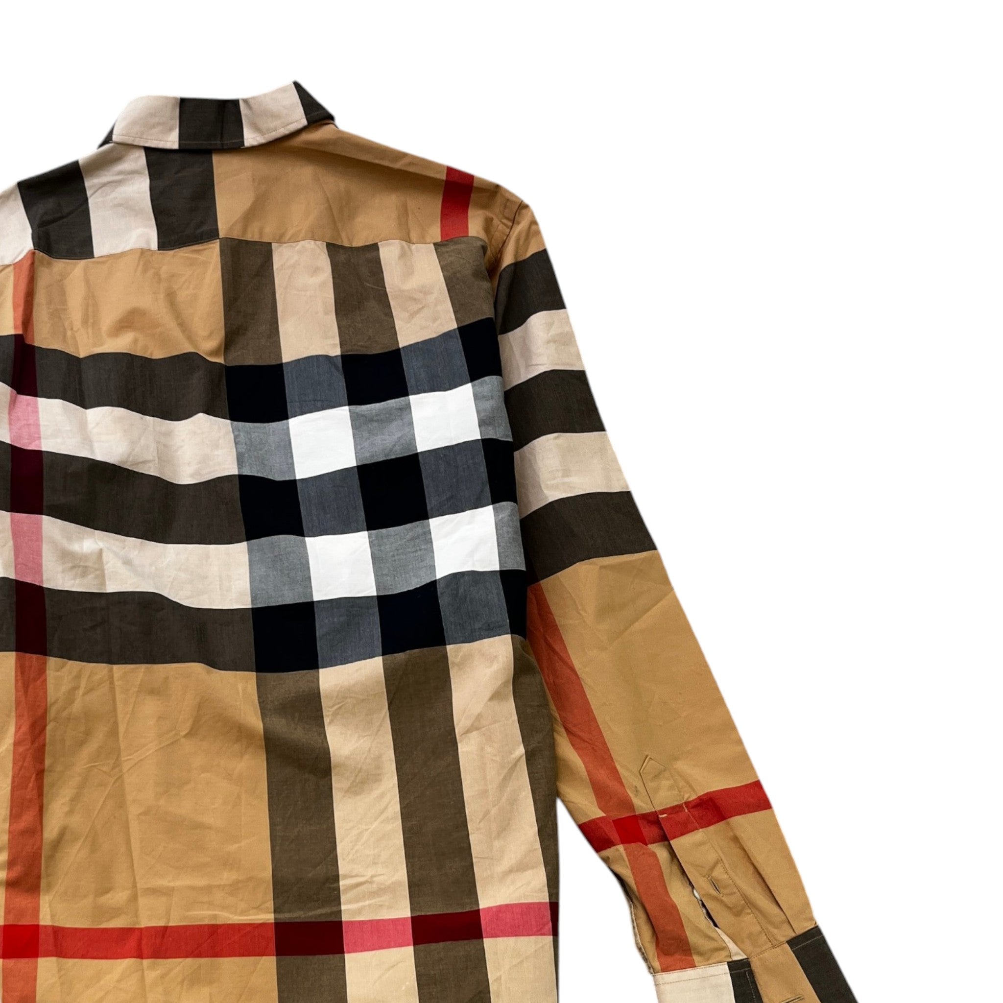 Men's Nova Check Long Sleeve Shirt Beige Size M