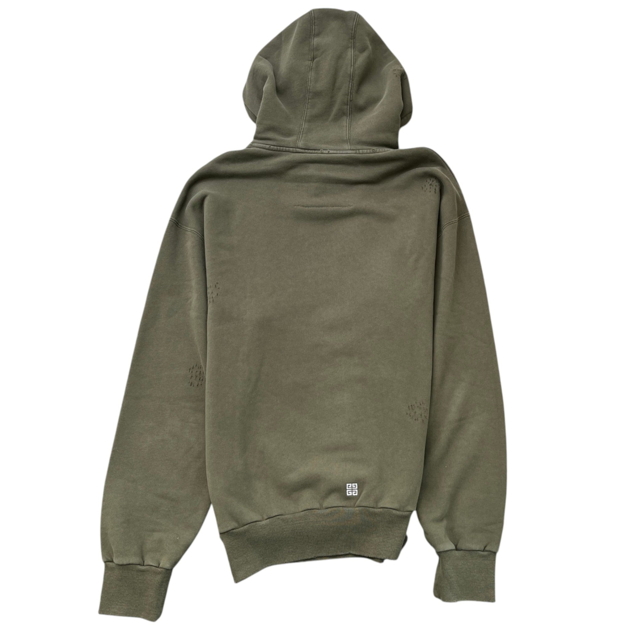 Men's Distressed Logo Hoodie Khaki Size M