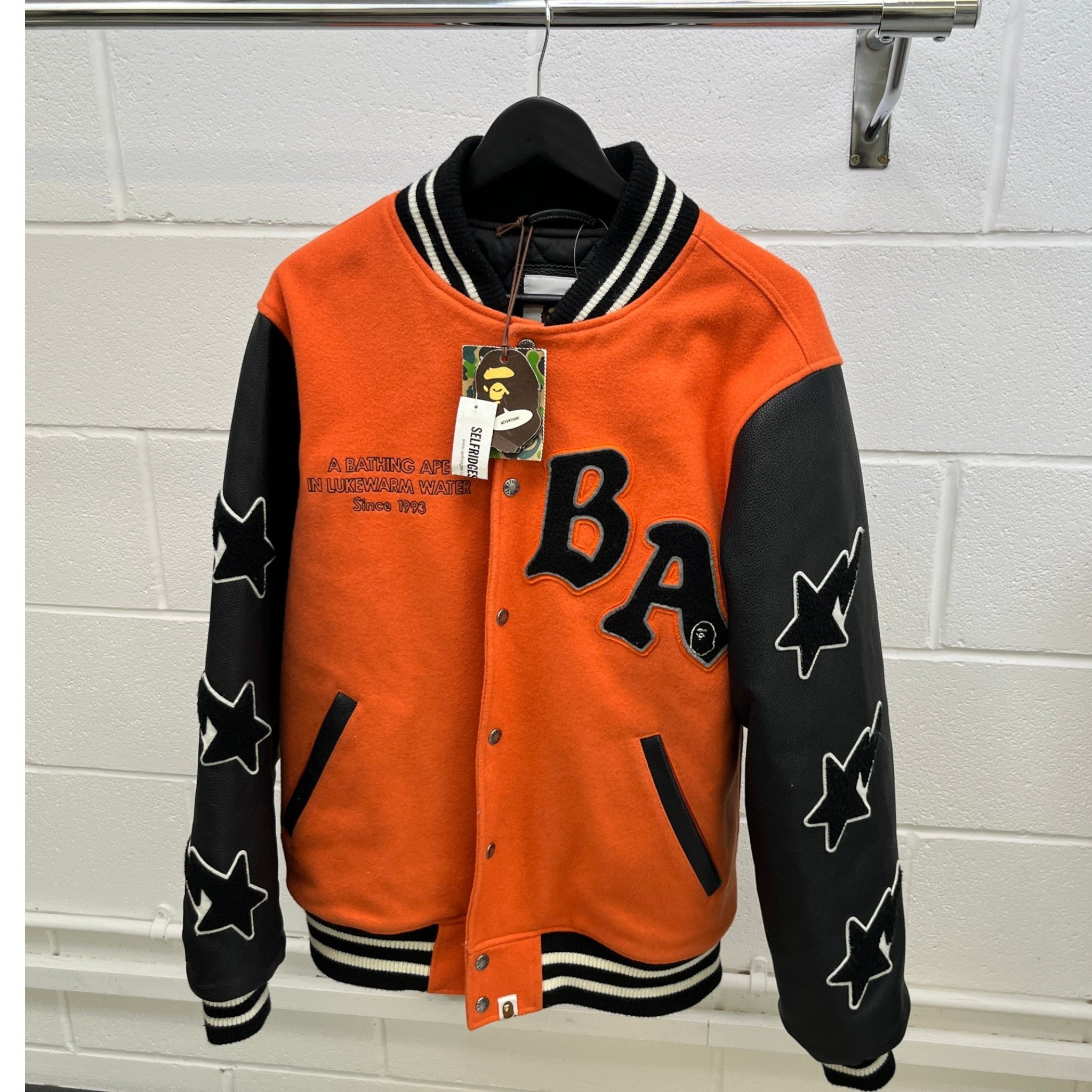Men's Logo Varsity Jacket Orange Size XL