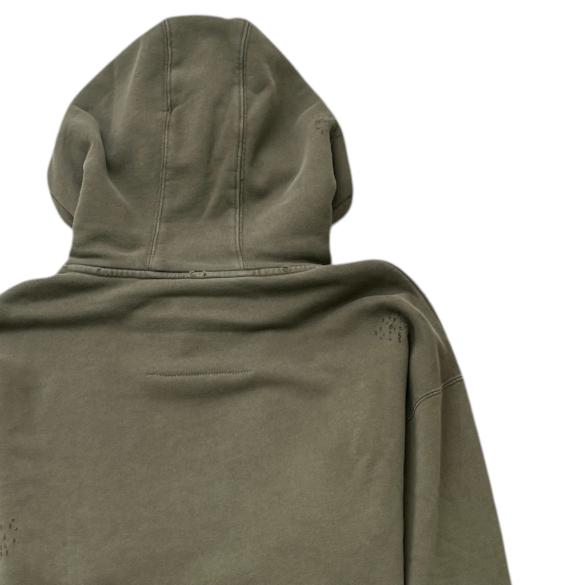 Men's Distressed Logo Hoodie Khaki Size M