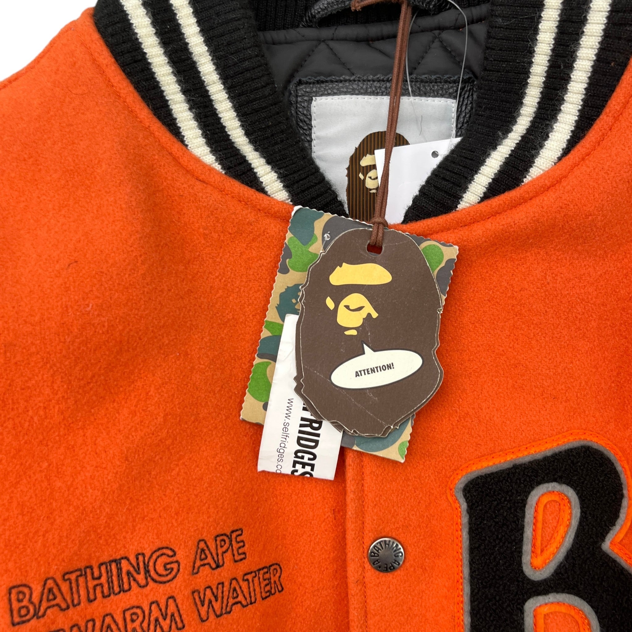 Men's Logo Varsity Jacket Orange Size XL