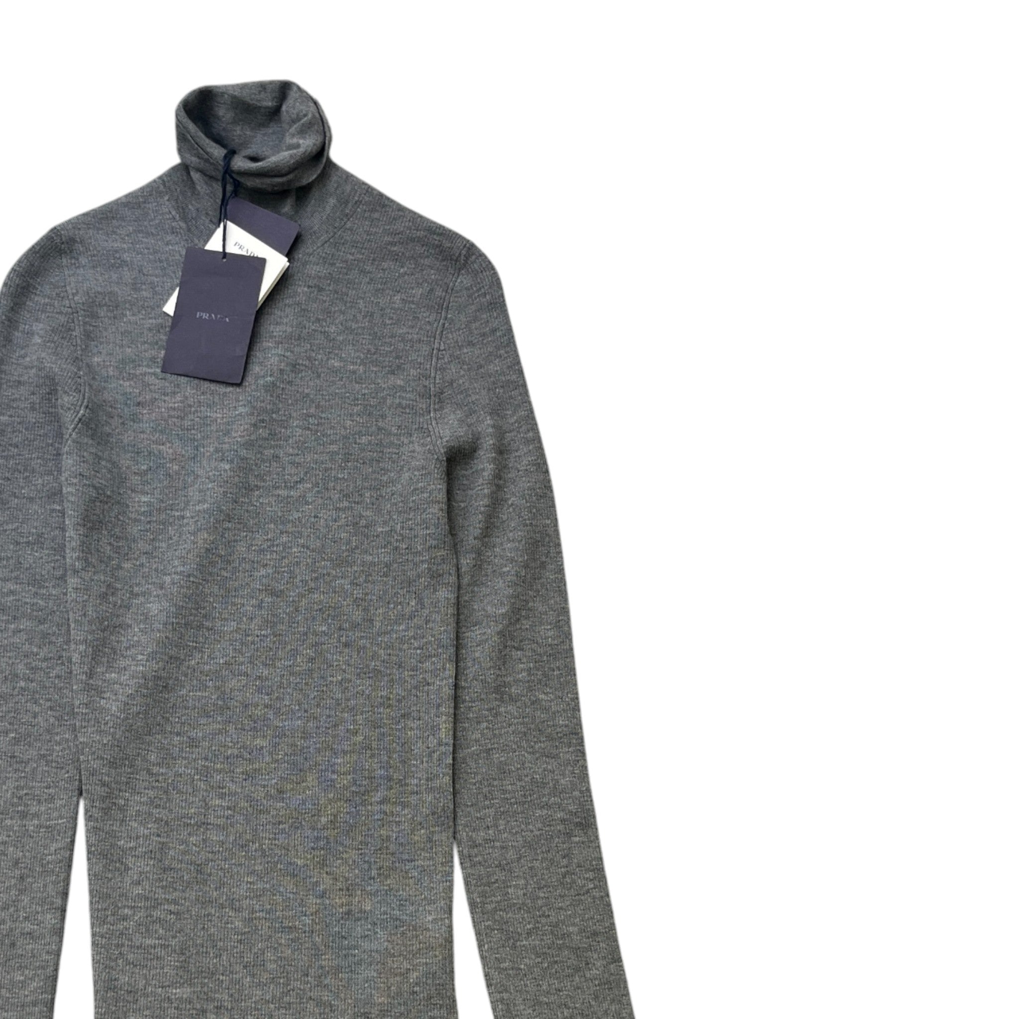 Men's Superfine Cashmere Embroidered Logo Turtleneck Jumper Grey Size IT 52 / UK XL