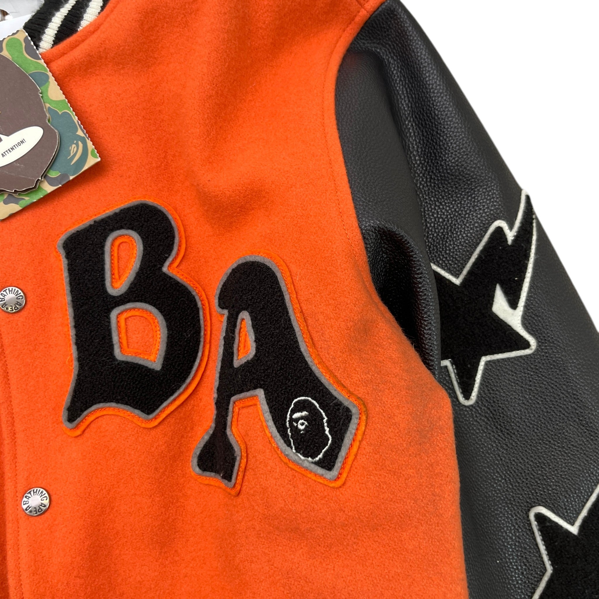 Men's Logo Varsity Jacket Orange Size XL