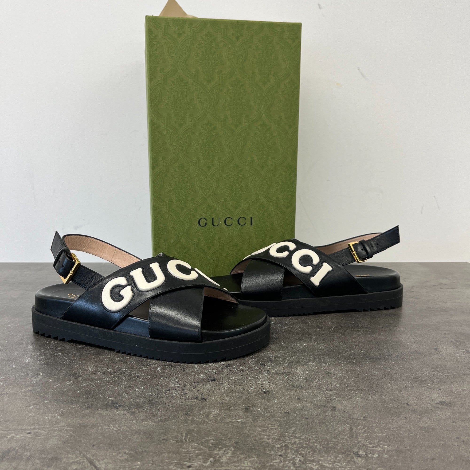 Women's Logo Print Sandals Black Size EU 38.5 / UK 5.5