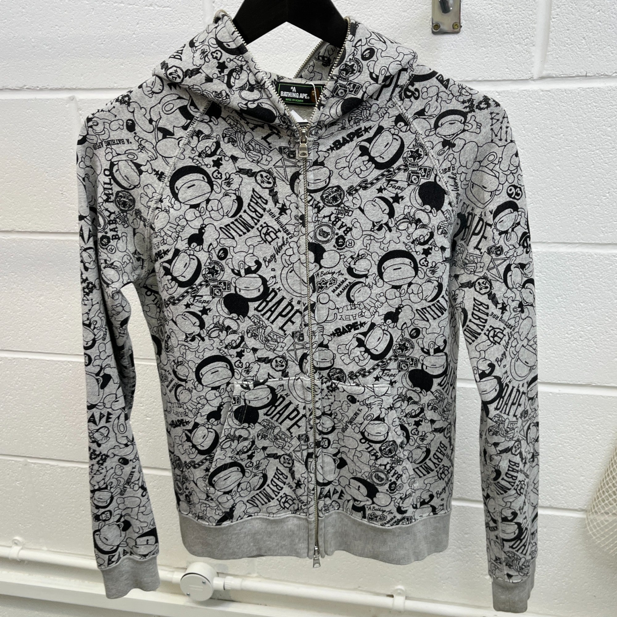 Men's Baby Milo Full Zip Hoodie Grey Size XS