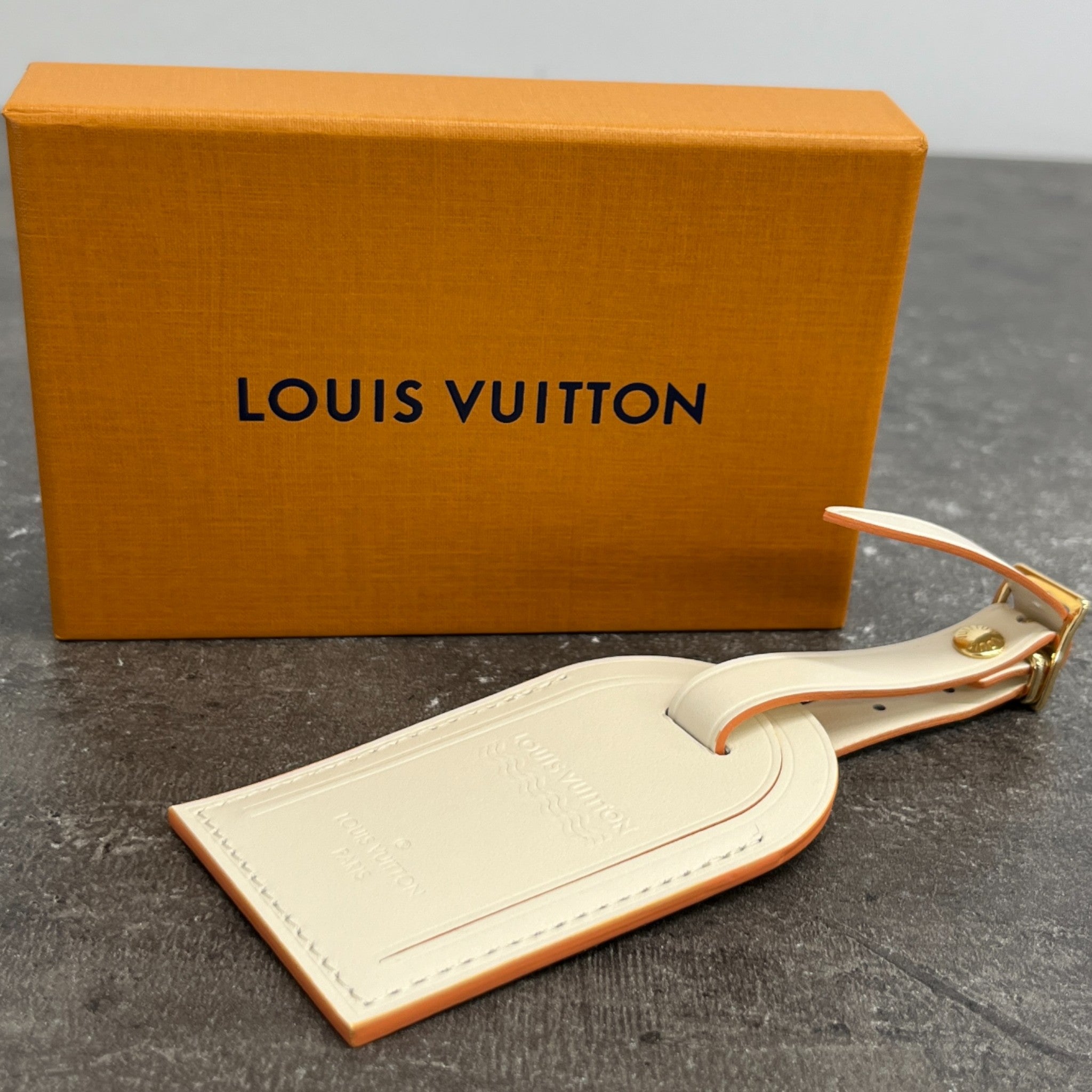 Embossed Logo Luggage Tag Cream