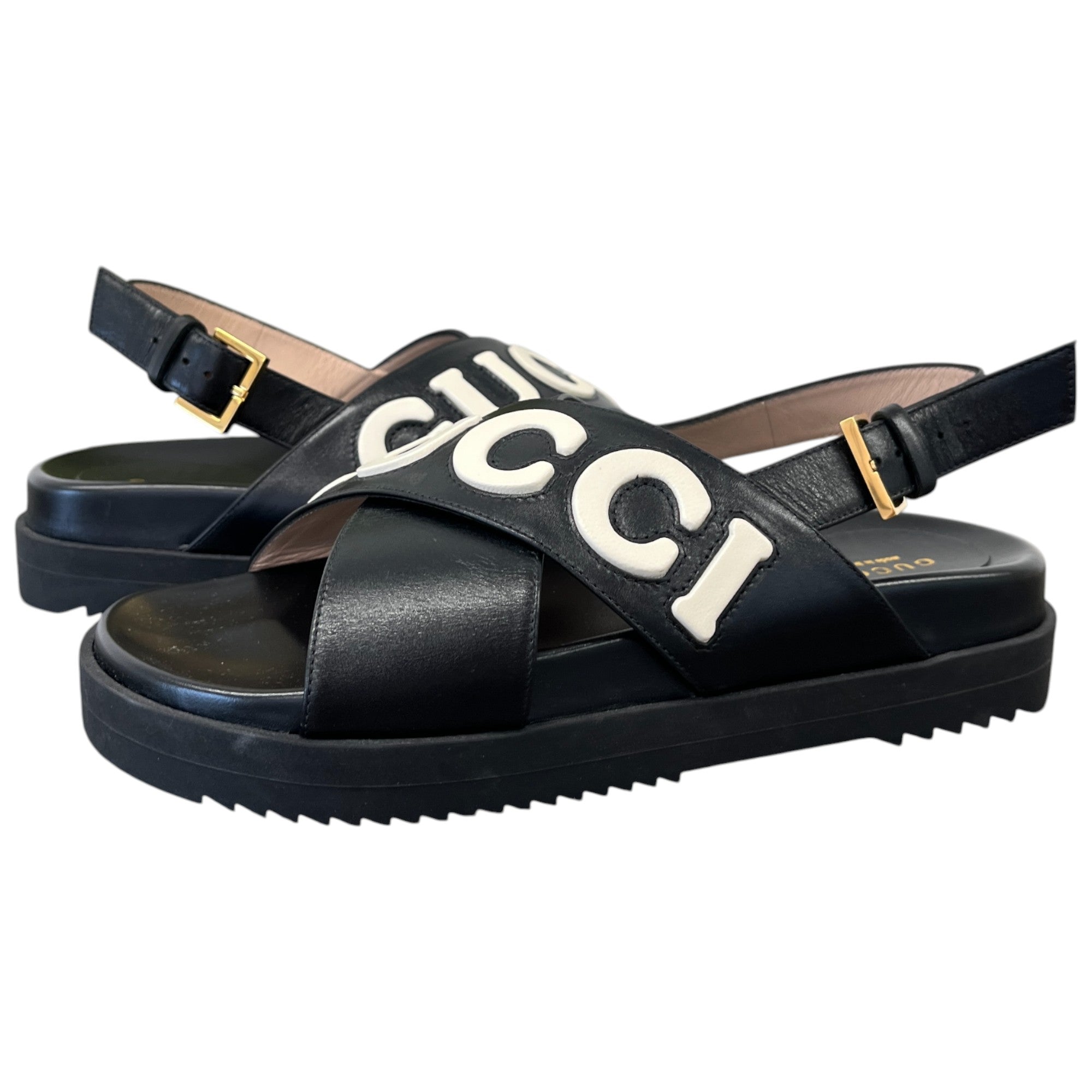 Women's Logo Print Sandals Black Size EU 38.5 / UK 5.5