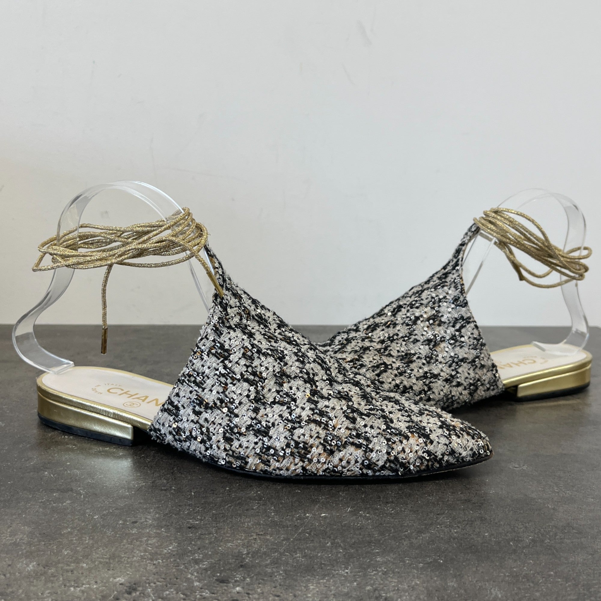 Women's Tweed Cc Logo Mules Black Size EU 37.5 / UK 4.5