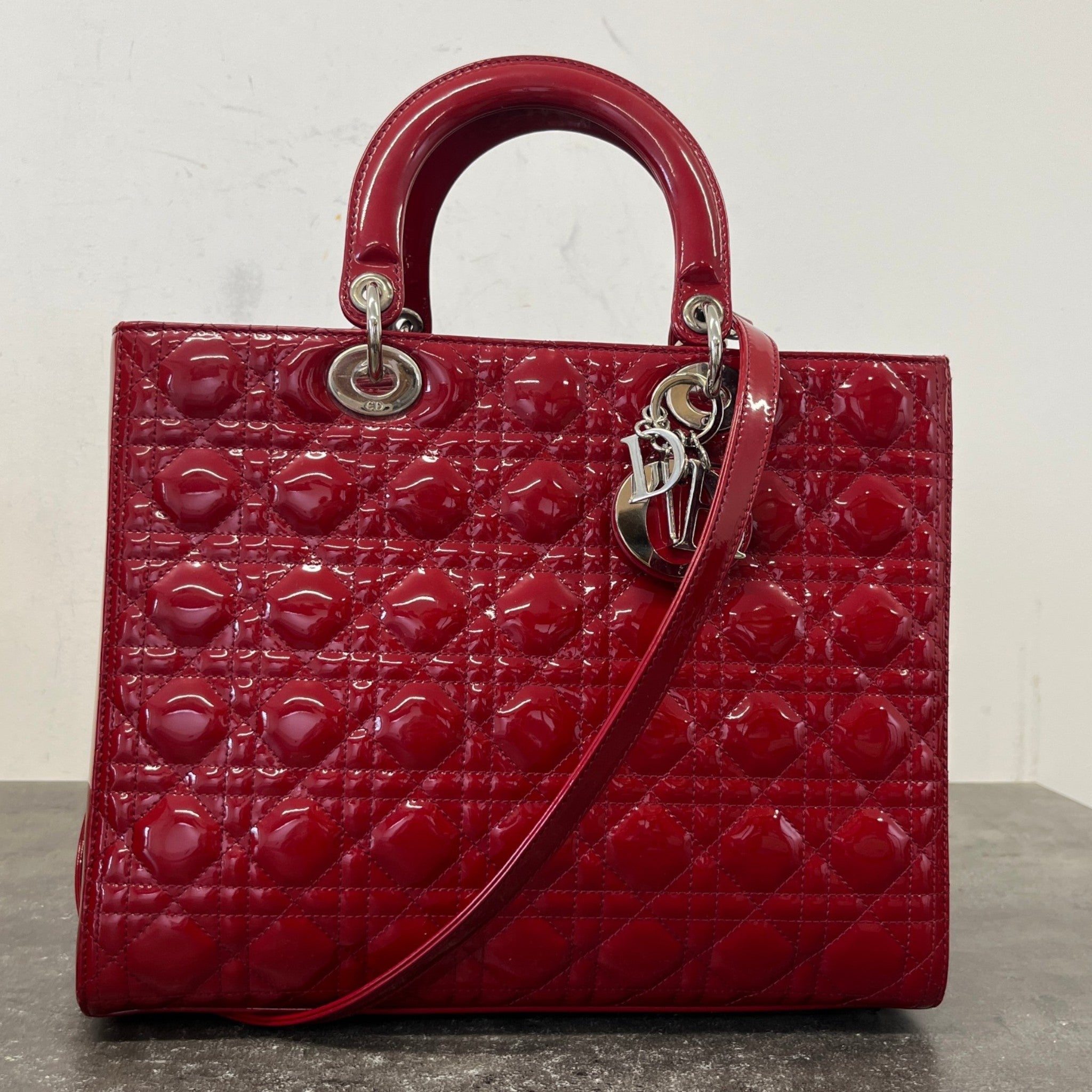 Women's Large Lady Dior Tote Bag Red
