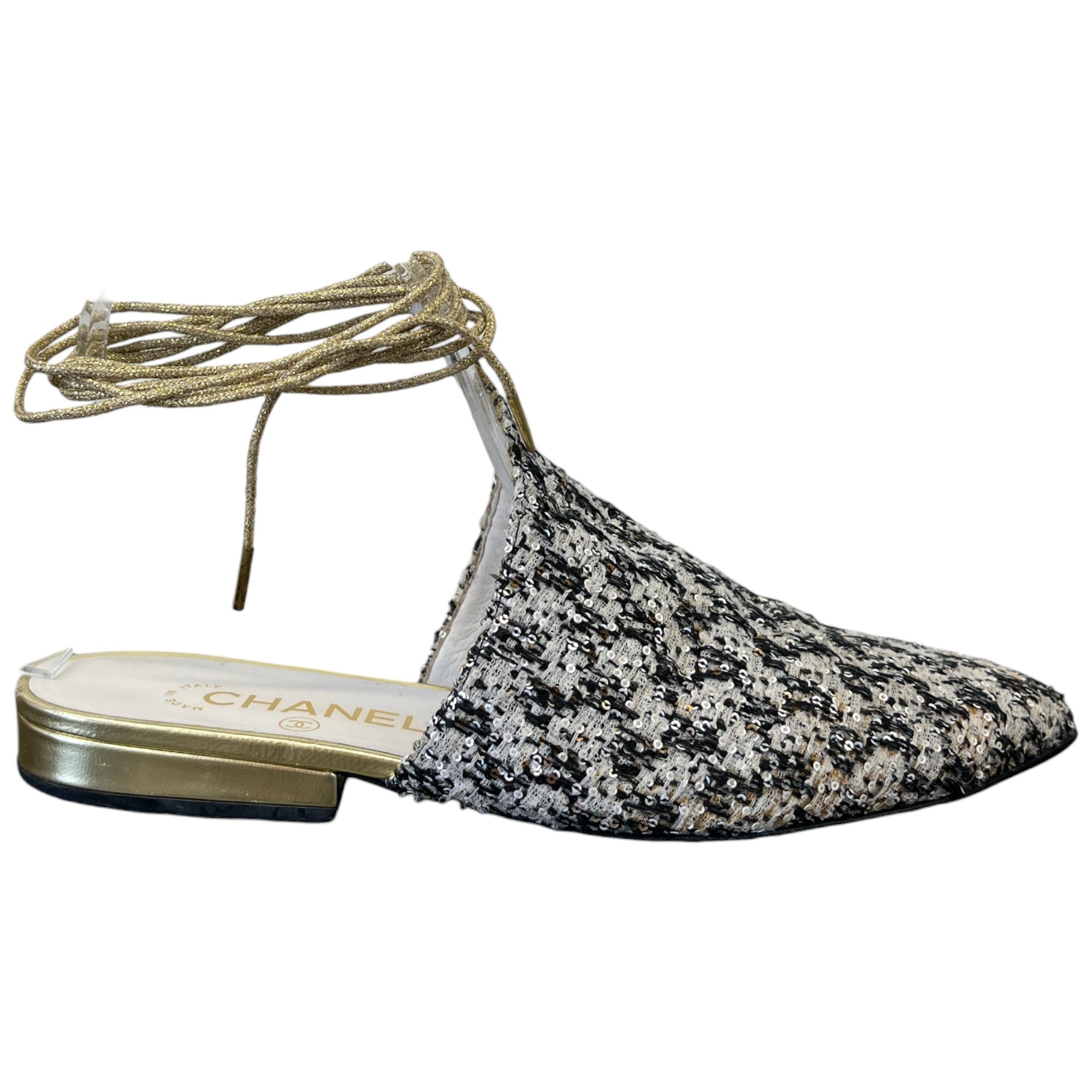 Women's Tweed Cc Logo Mules Black Size EU 37.5 / UK 4.5