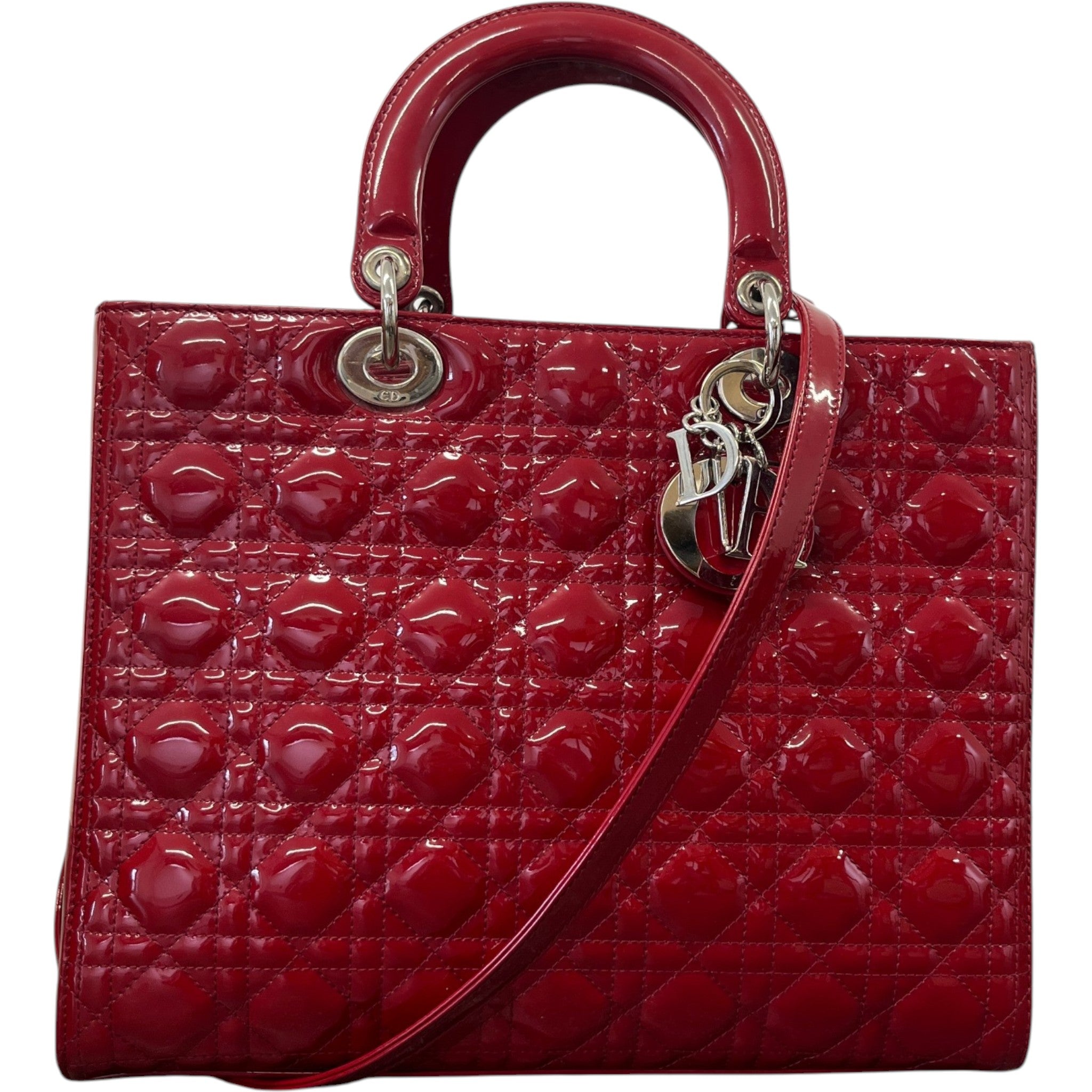 Women's Large Lady Dior Tote Bag Red