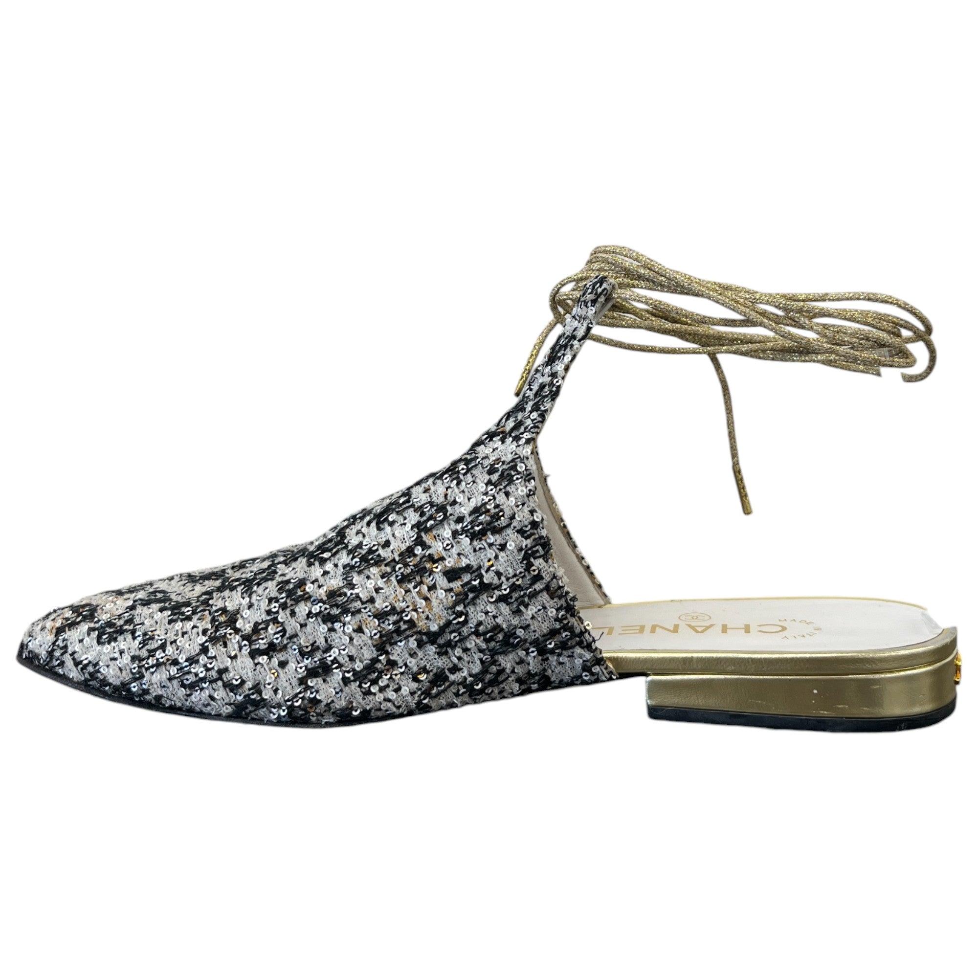 Women's Tweed Cc Logo Mules Black Size EU 37.5 / UK 4.5