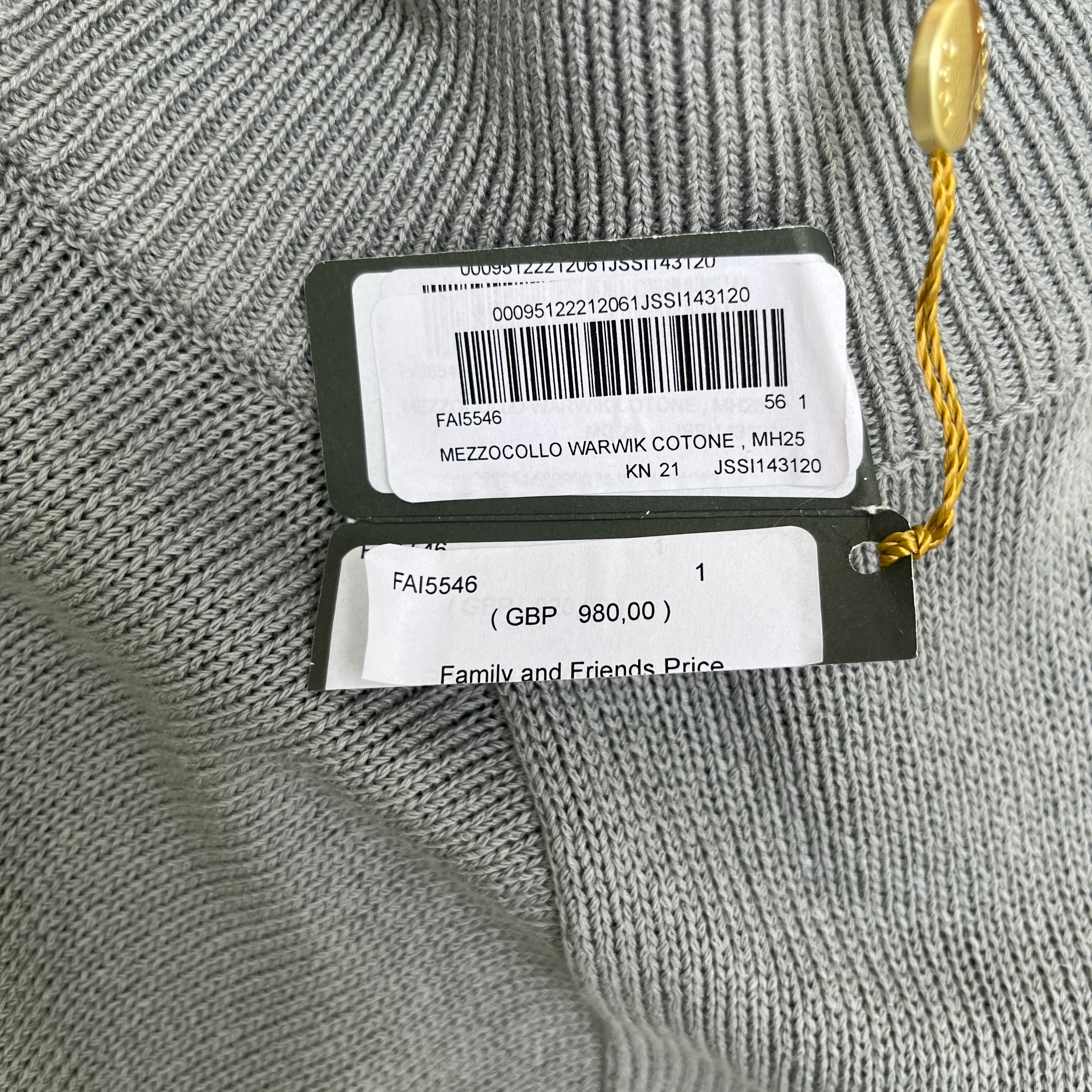 Men's Zip Turtle Jumper Grey Size IT 56 / UK XXXL