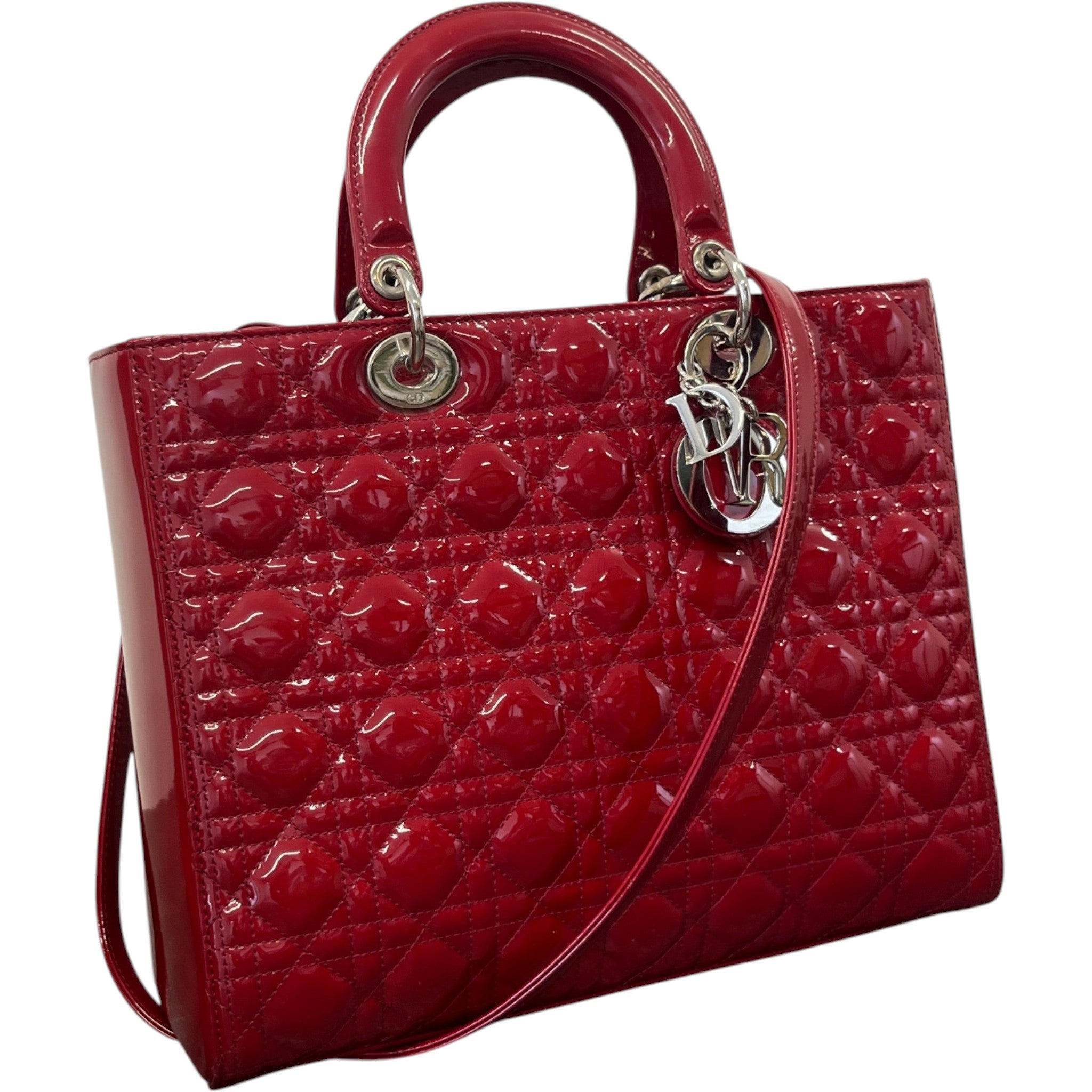 Women's Large Lady Dior Tote Bag Red