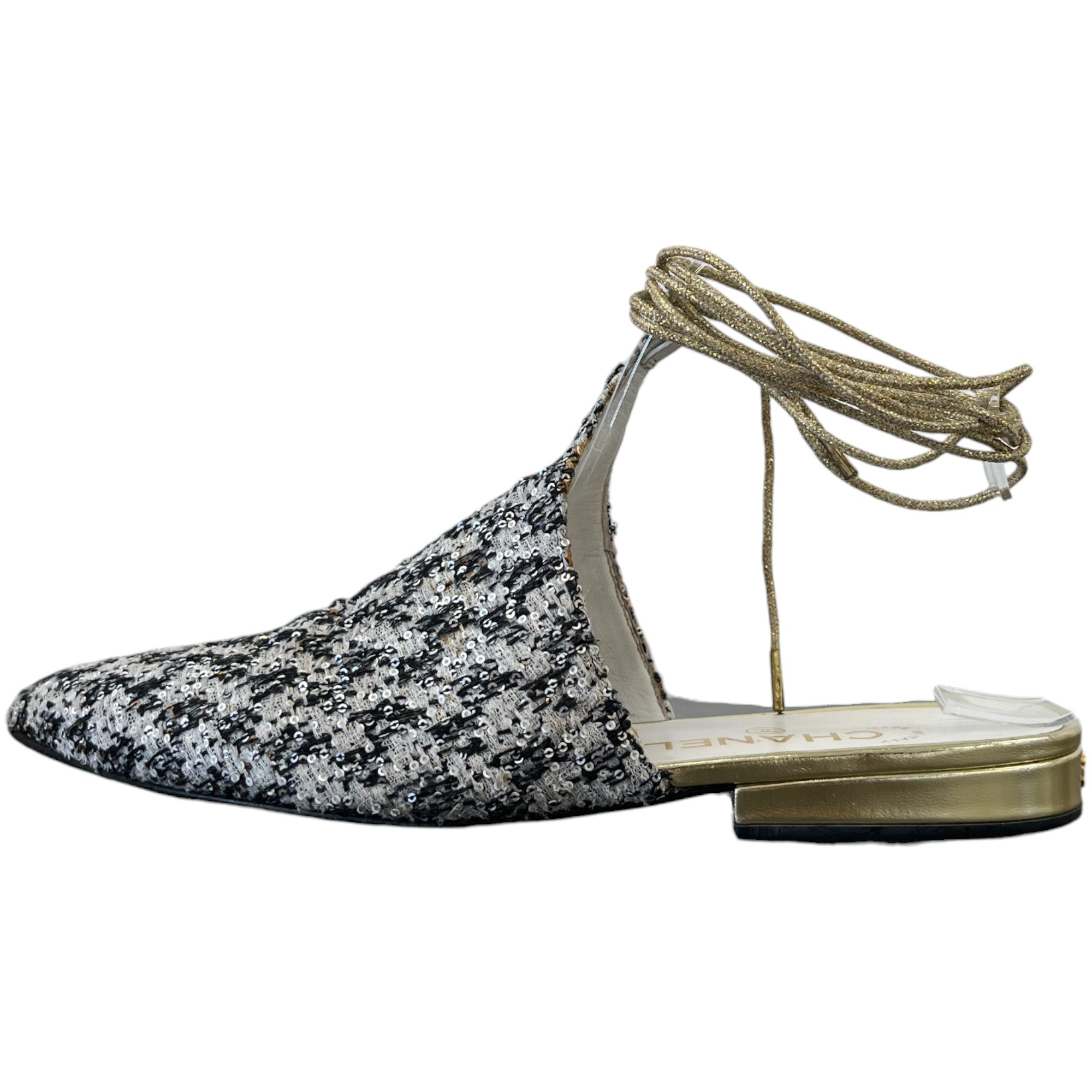 Women's Tweed Cc Logo Mules Black Size EU 37.5 / UK 4.5