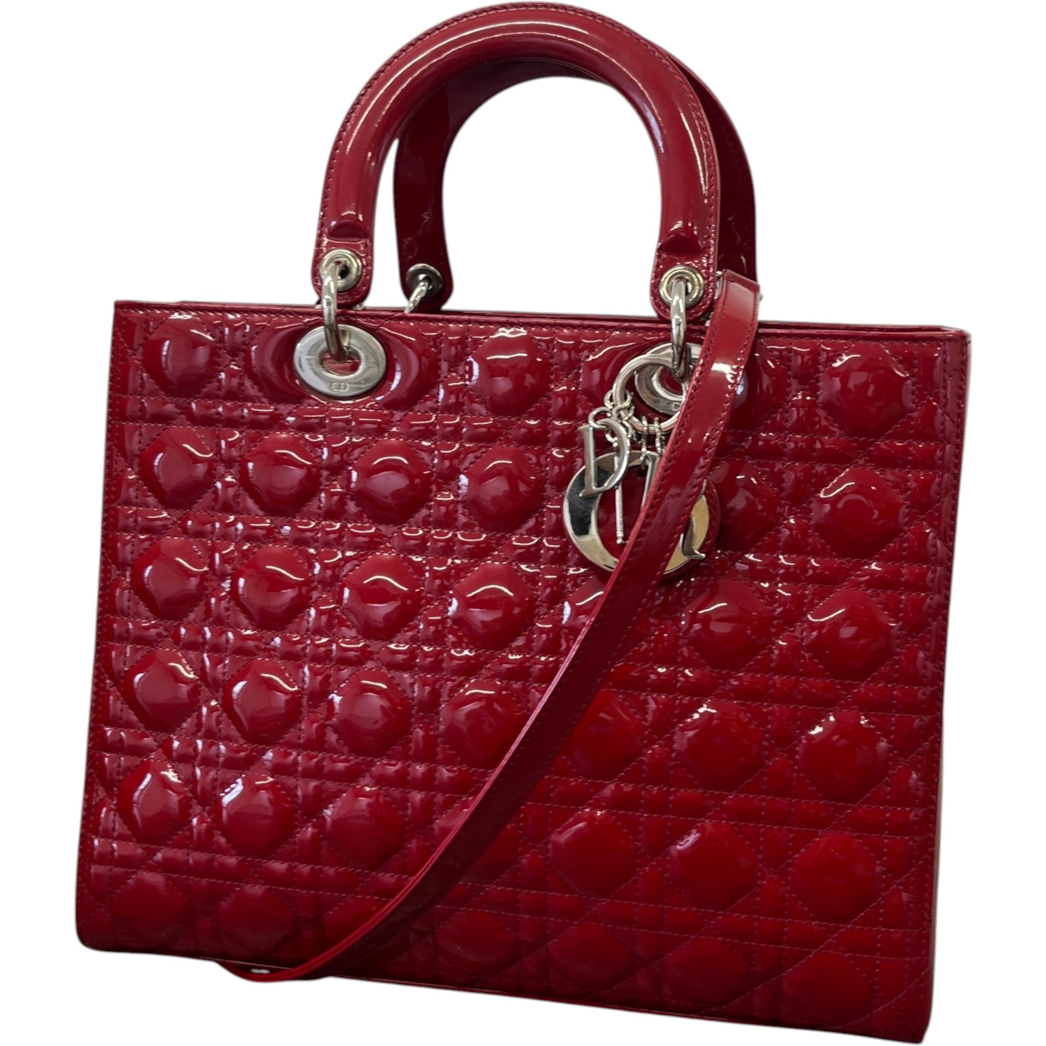 Women's Large Lady Dior Tote Bag Red