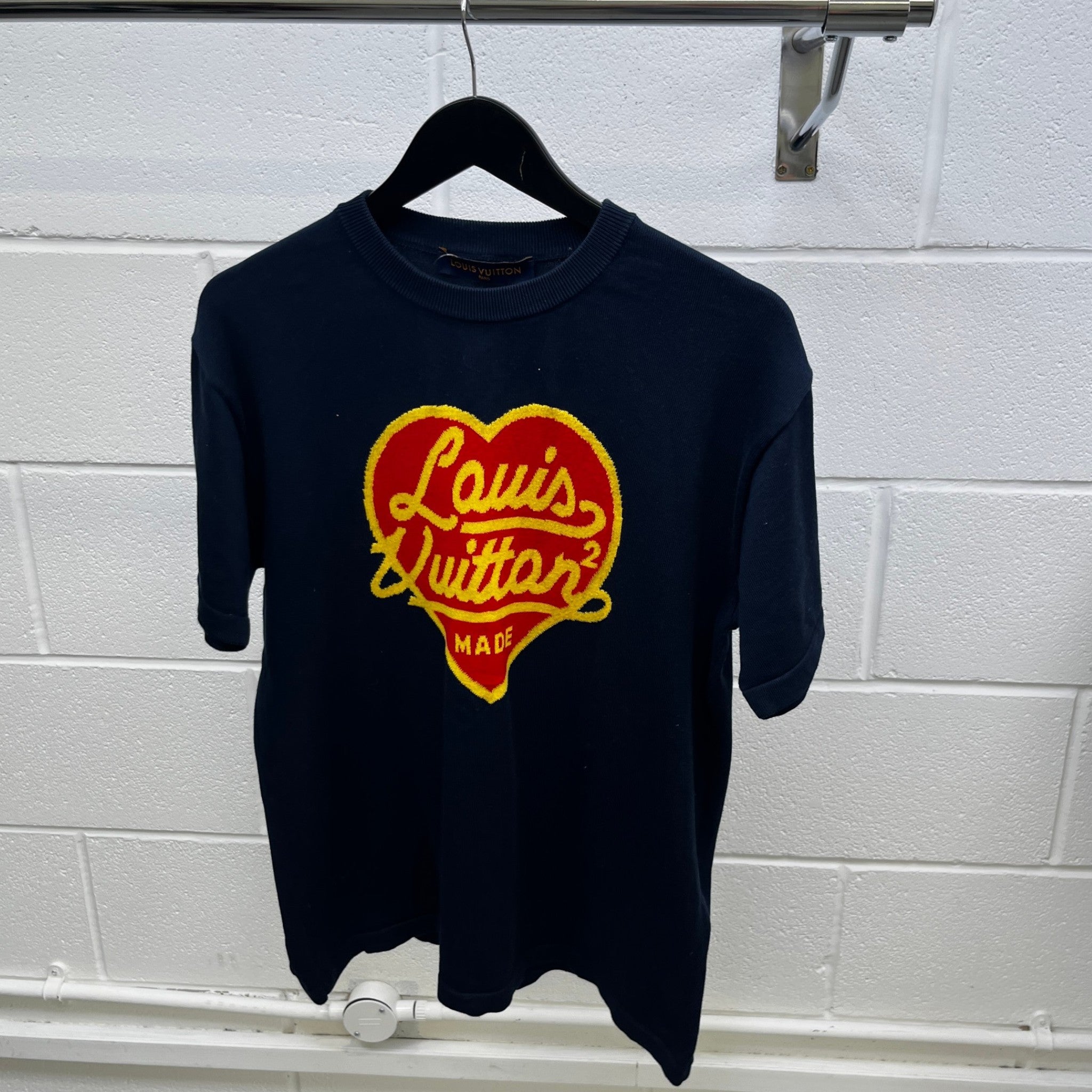 Men's X Nigo Intarsia Jacquard Heart T-Shirt Navy Size M