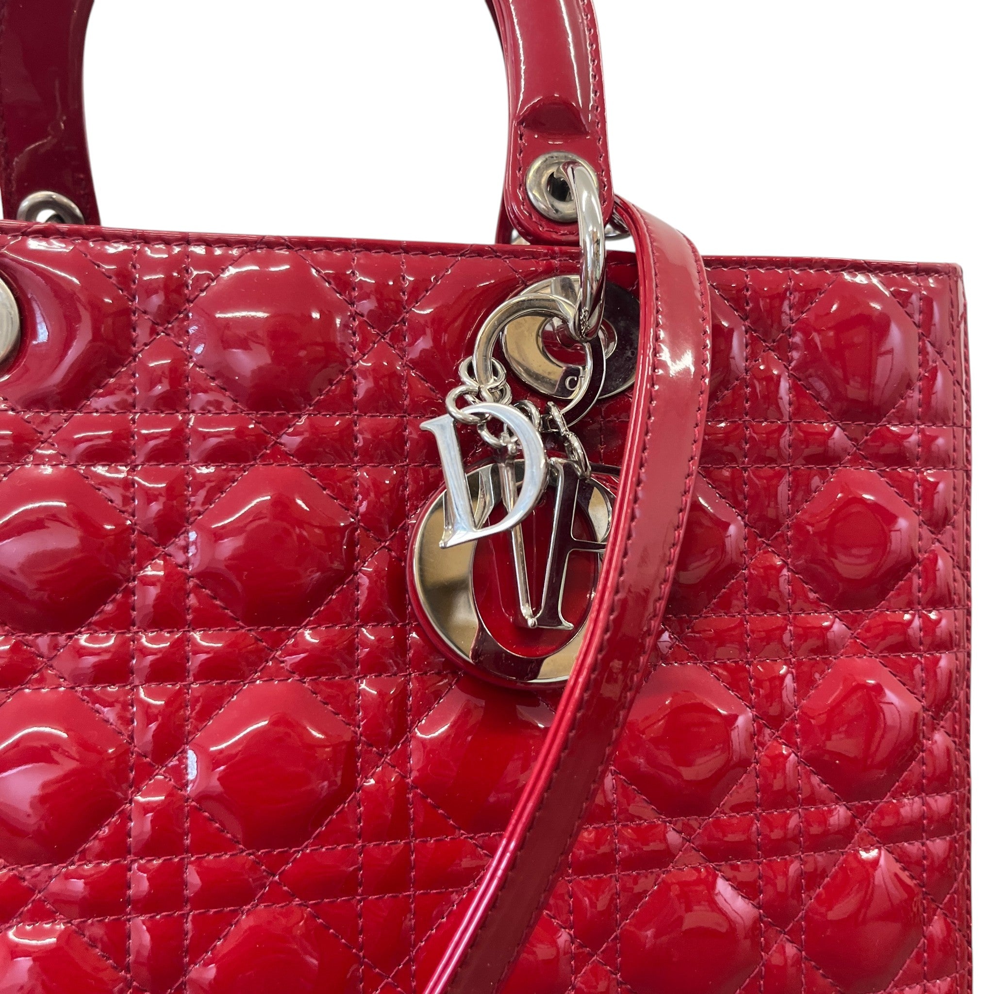 Women's Large Lady Dior Tote Bag Red