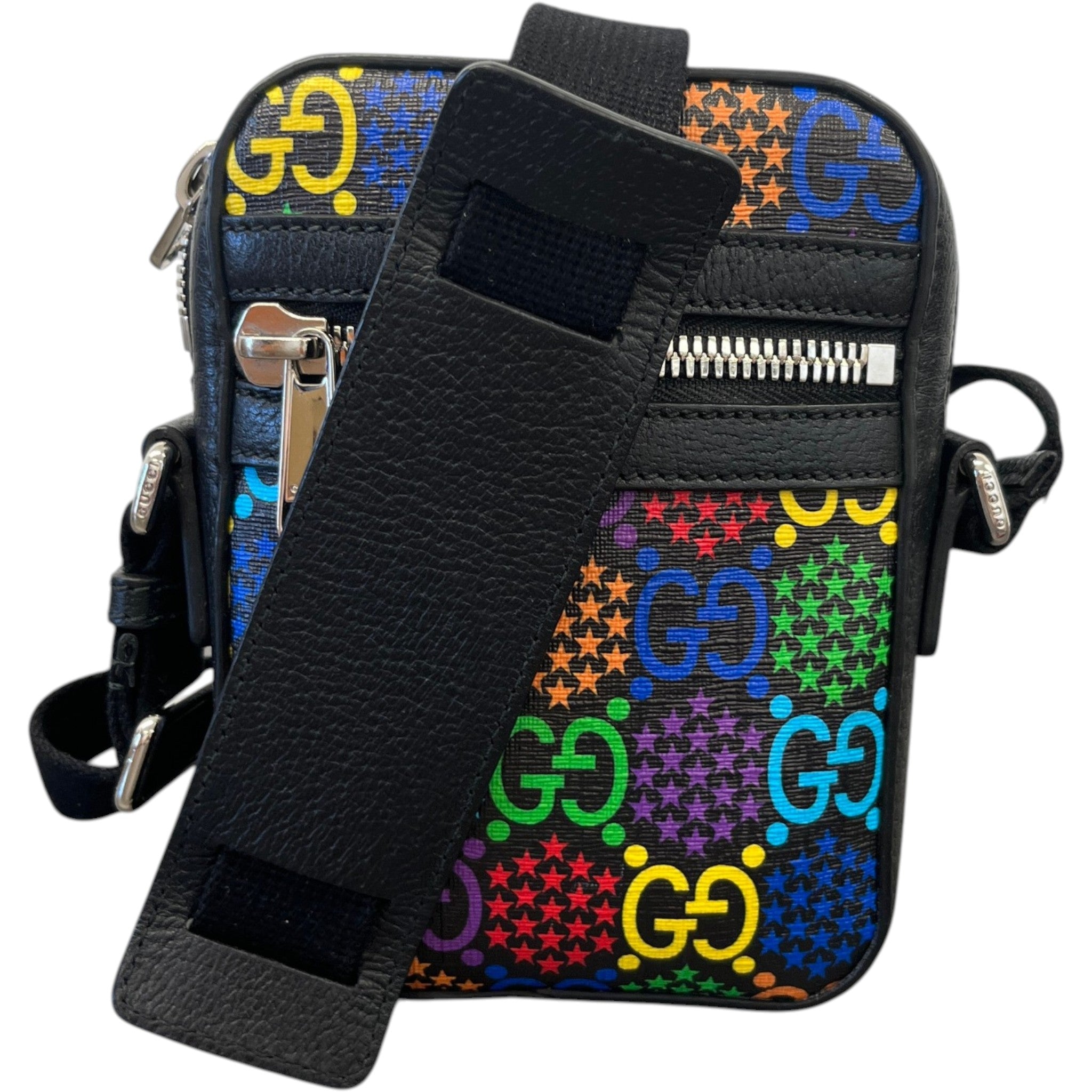 Men's Gg Psychedelic Messenger Bag Black