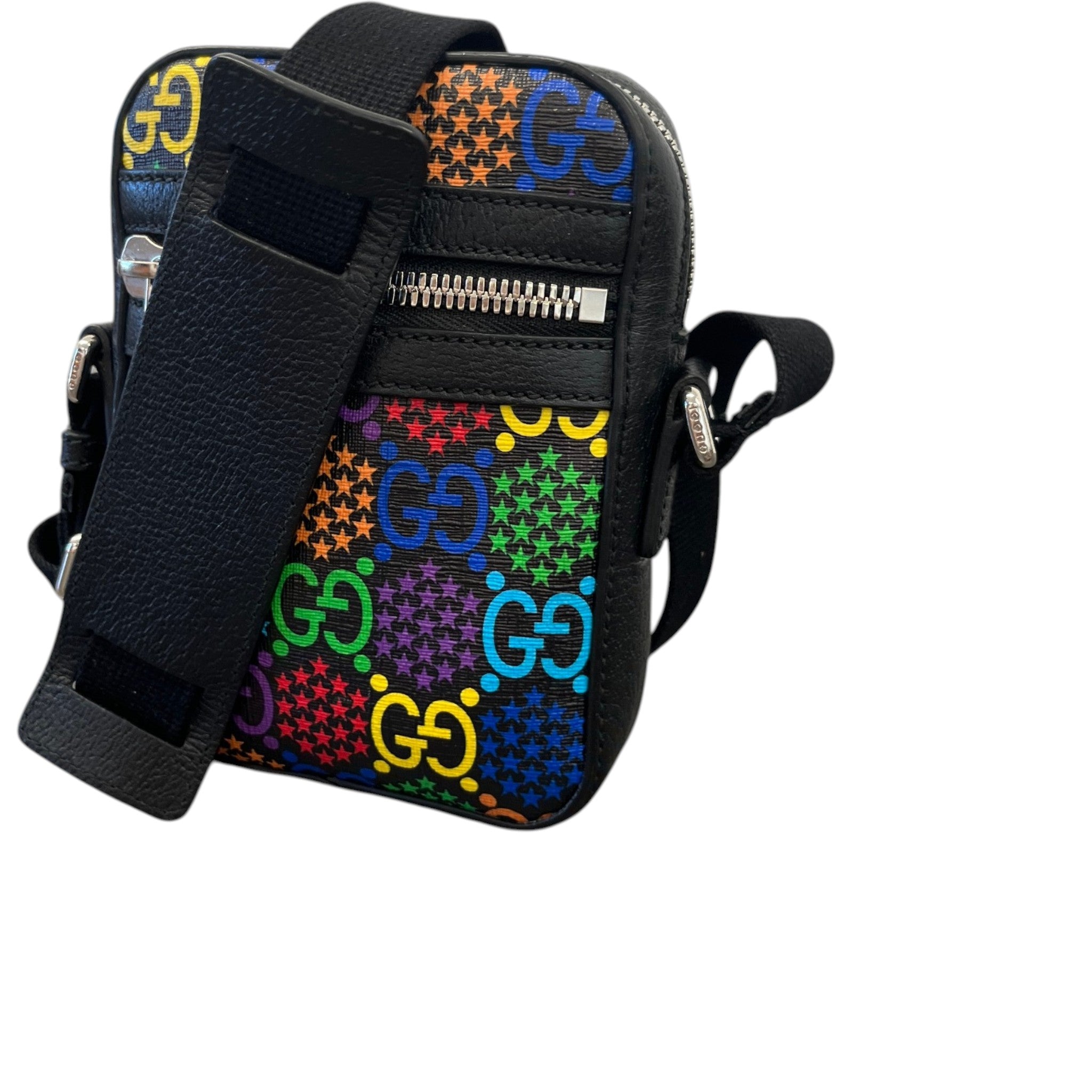 Men's Gg Psychedelic Messenger Bag Black