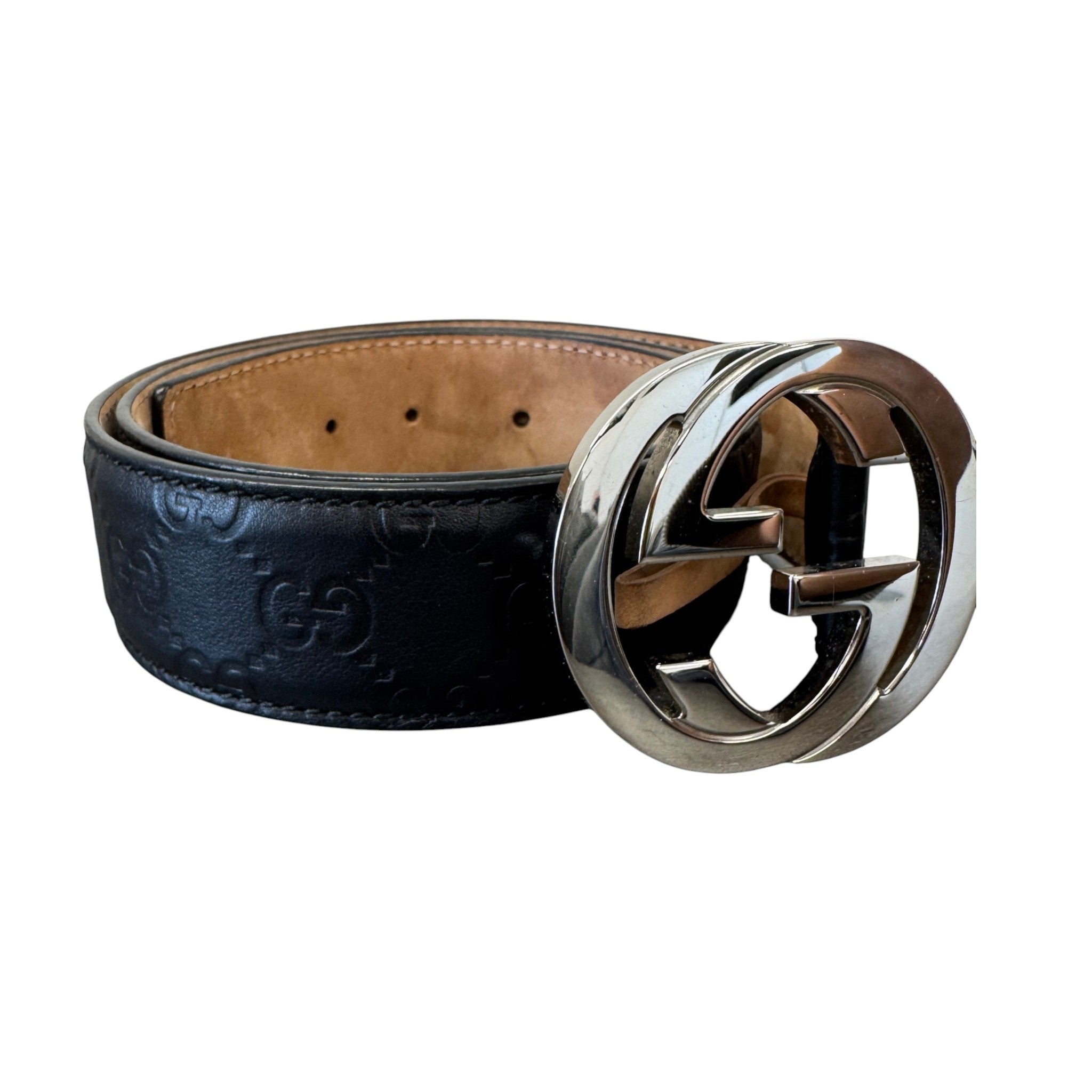 Women's Interlocking G Belt Black Size Waist 34"
