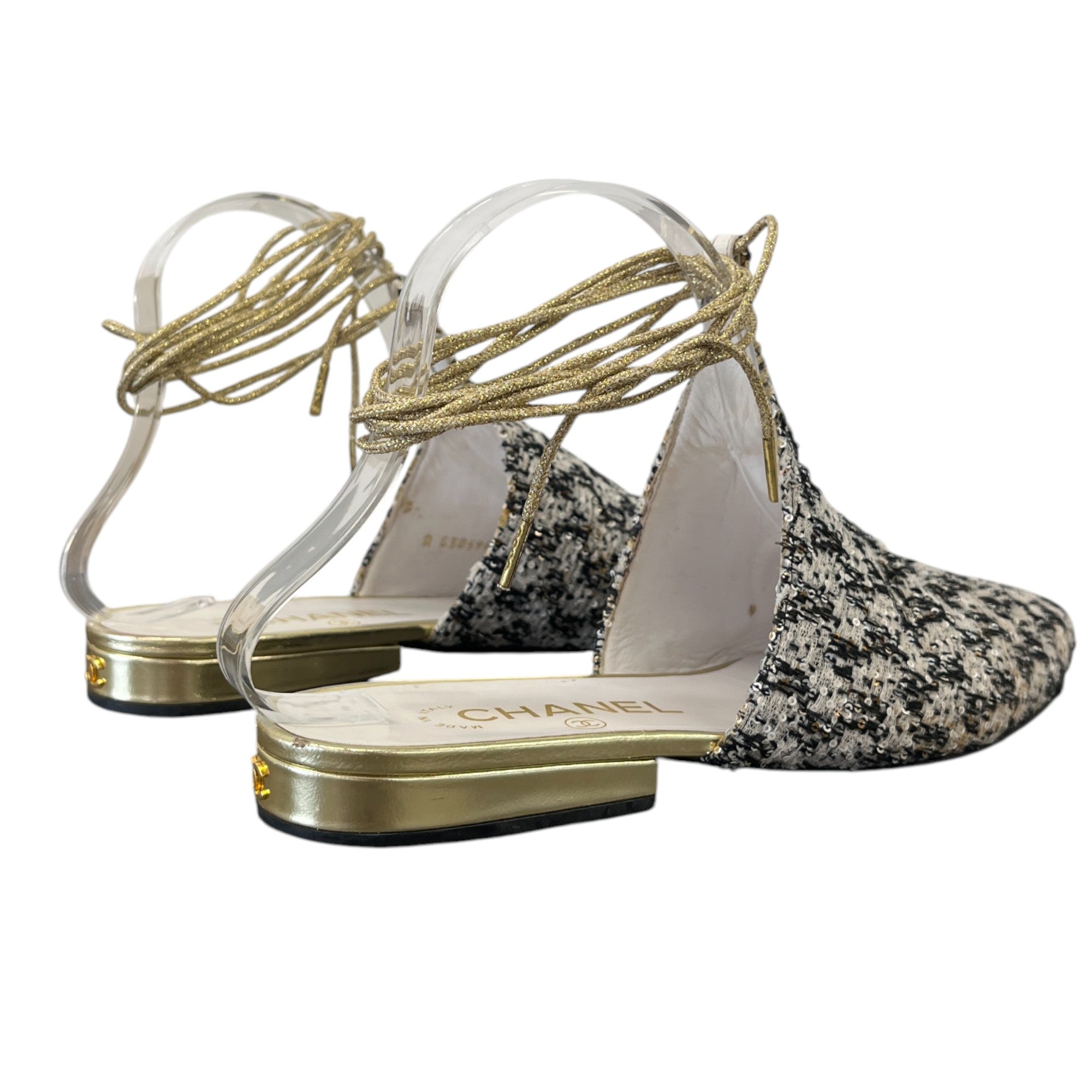 Women's Tweed Cc Logo Mules Black Size EU 37.5 / UK 4.5