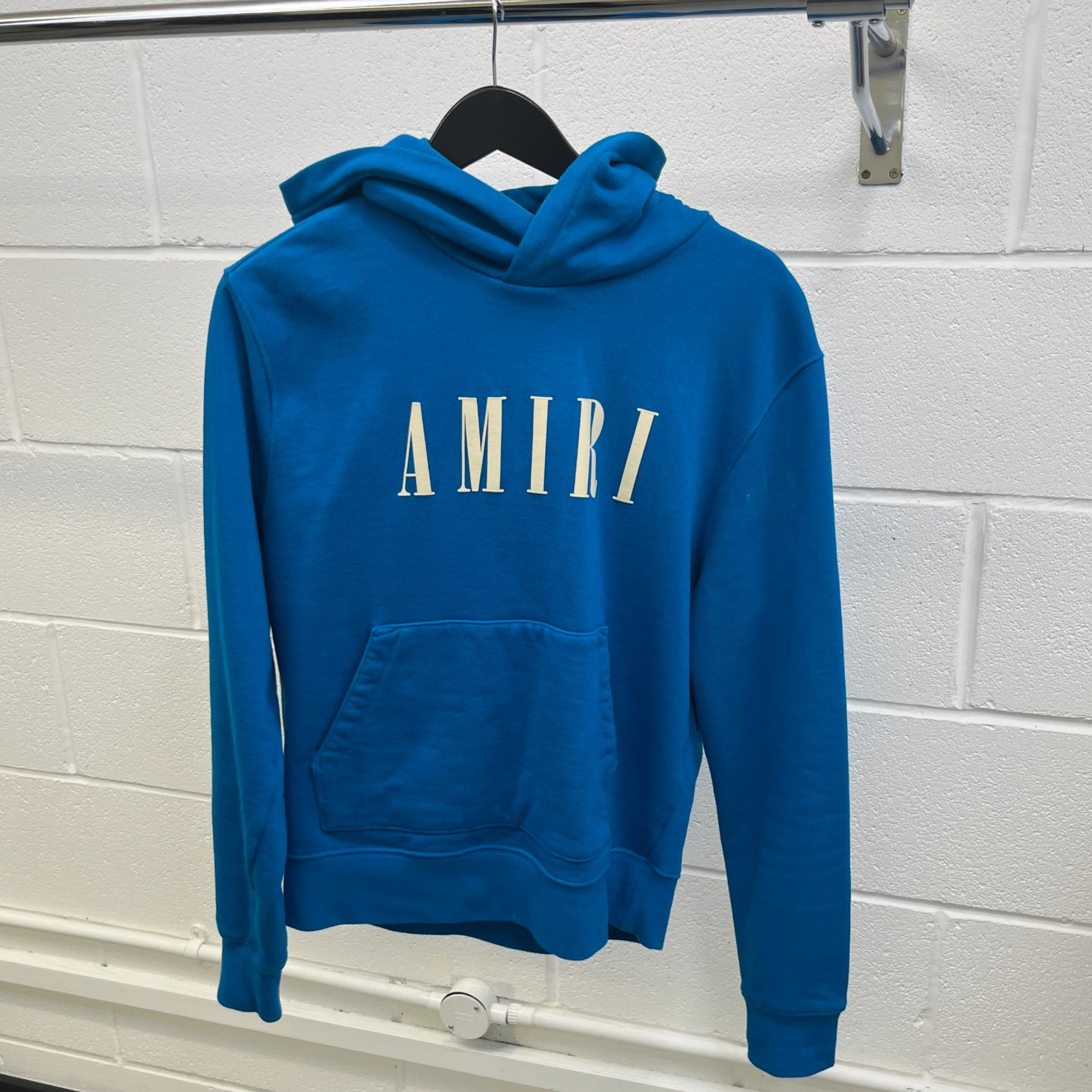 Men's Logo Print Hoodie Blue Size S