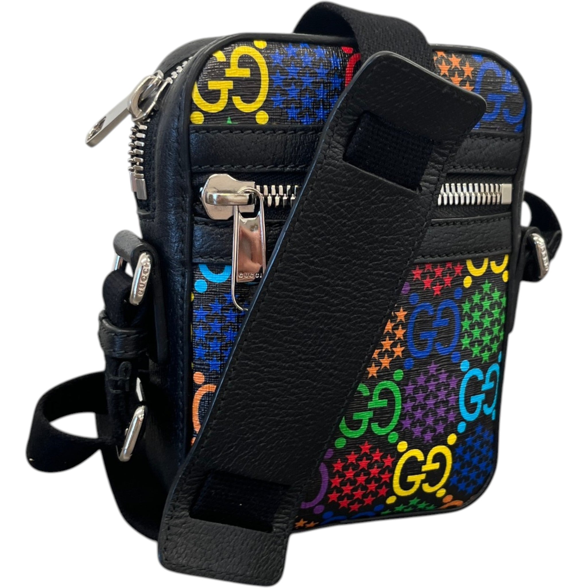 Men's Gg Psychedelic Messenger Bag Black