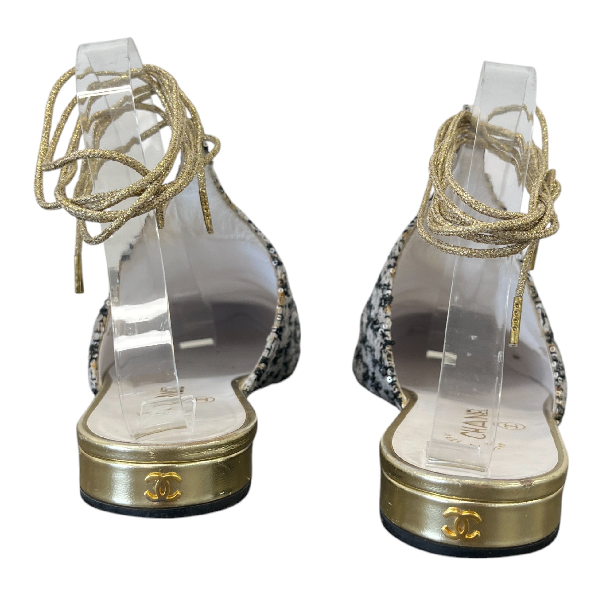 Women's Tweed Cc Logo Mules Black Size EU 37.5 / UK 4.5