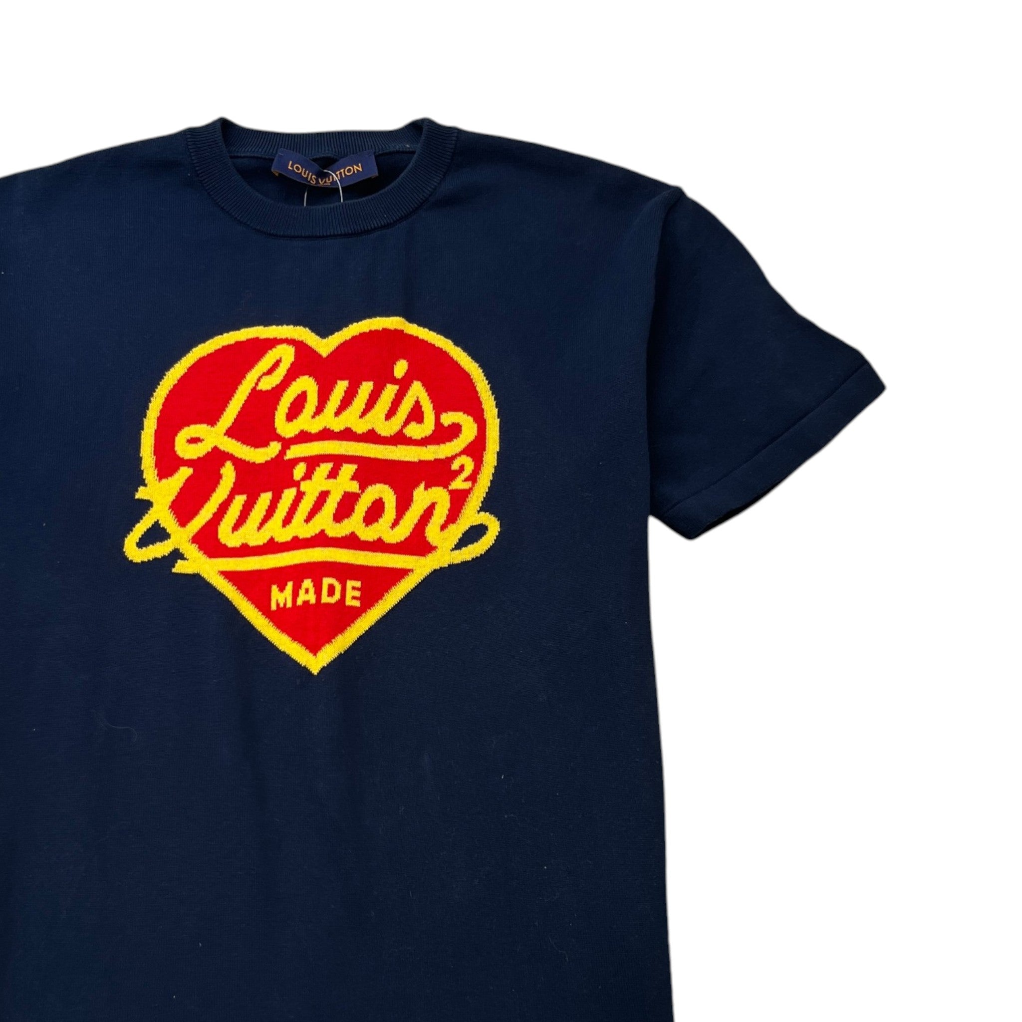 Men's X Nigo Intarsia Jacquard Heart T-Shirt Navy Size M
