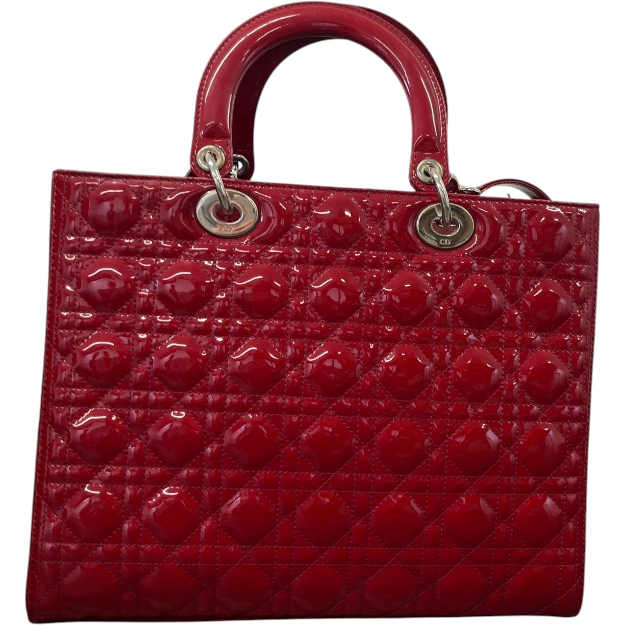 Women's Large Lady Dior Tote Bag Red