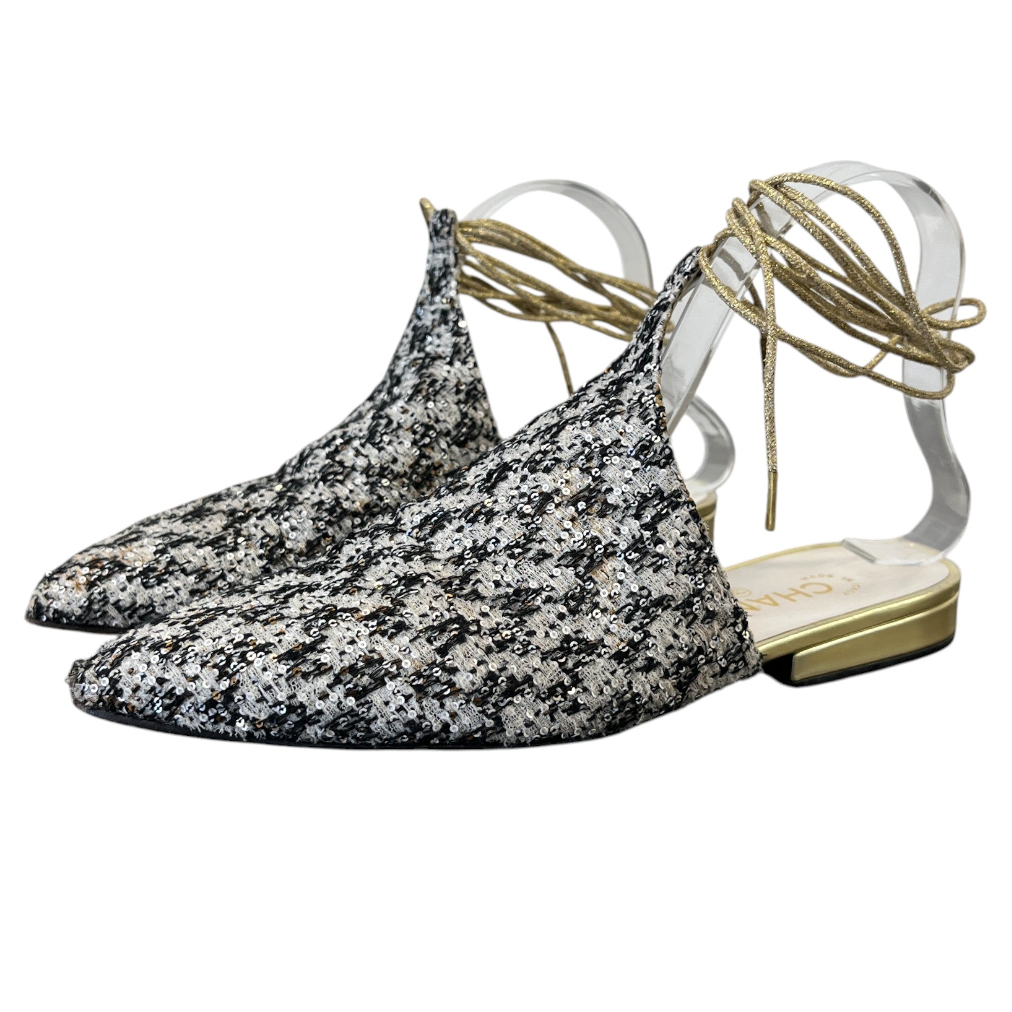 Women's Tweed Cc Logo Mules Black Size EU 37.5 / UK 4.5