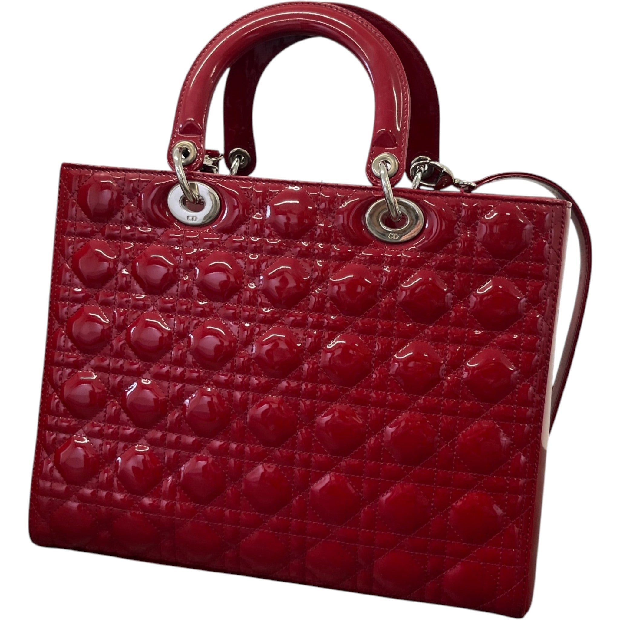 Women's Large Lady Dior Tote Bag Red