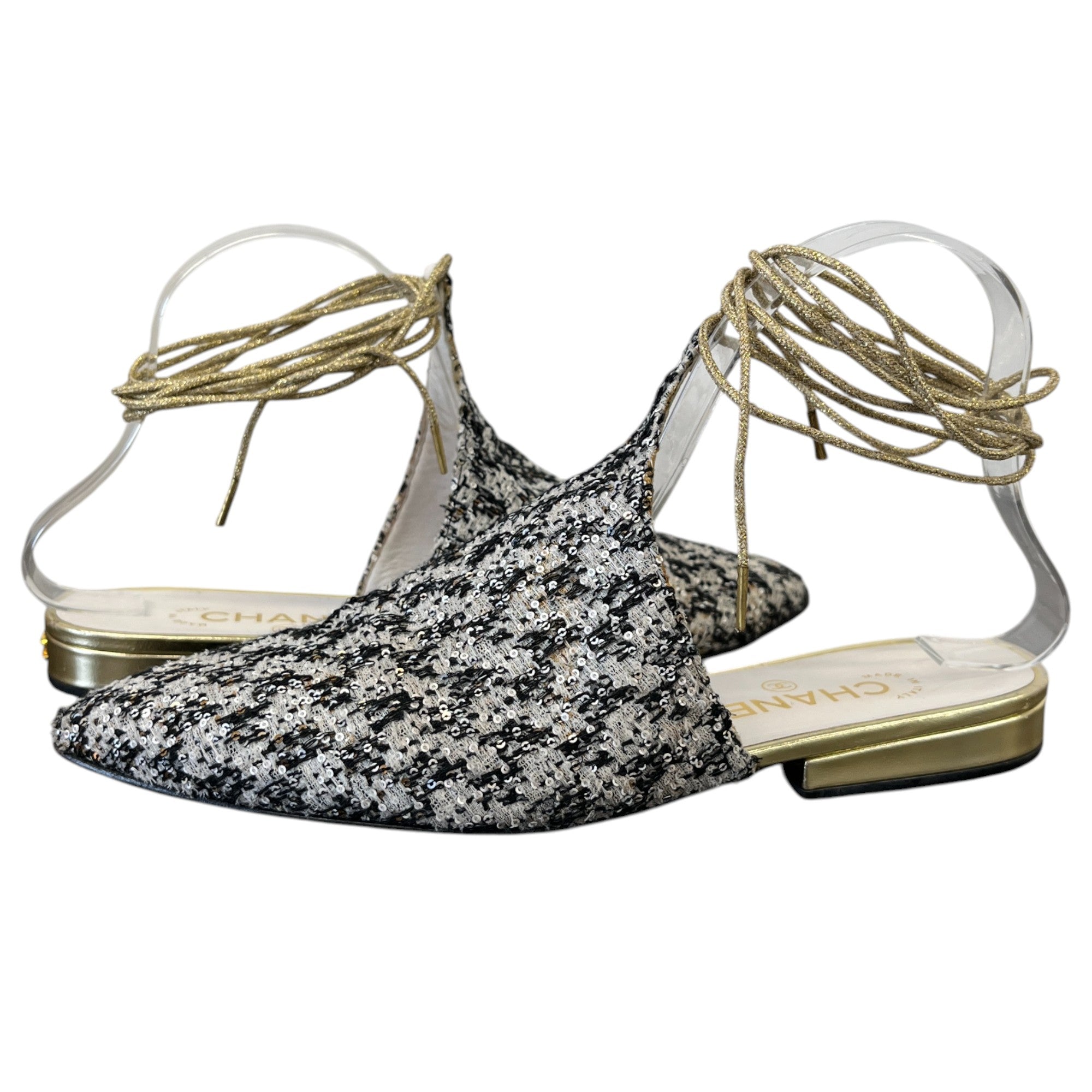 Women's Tweed Cc Logo Mules Black Size EU 37.5 / UK 4.5