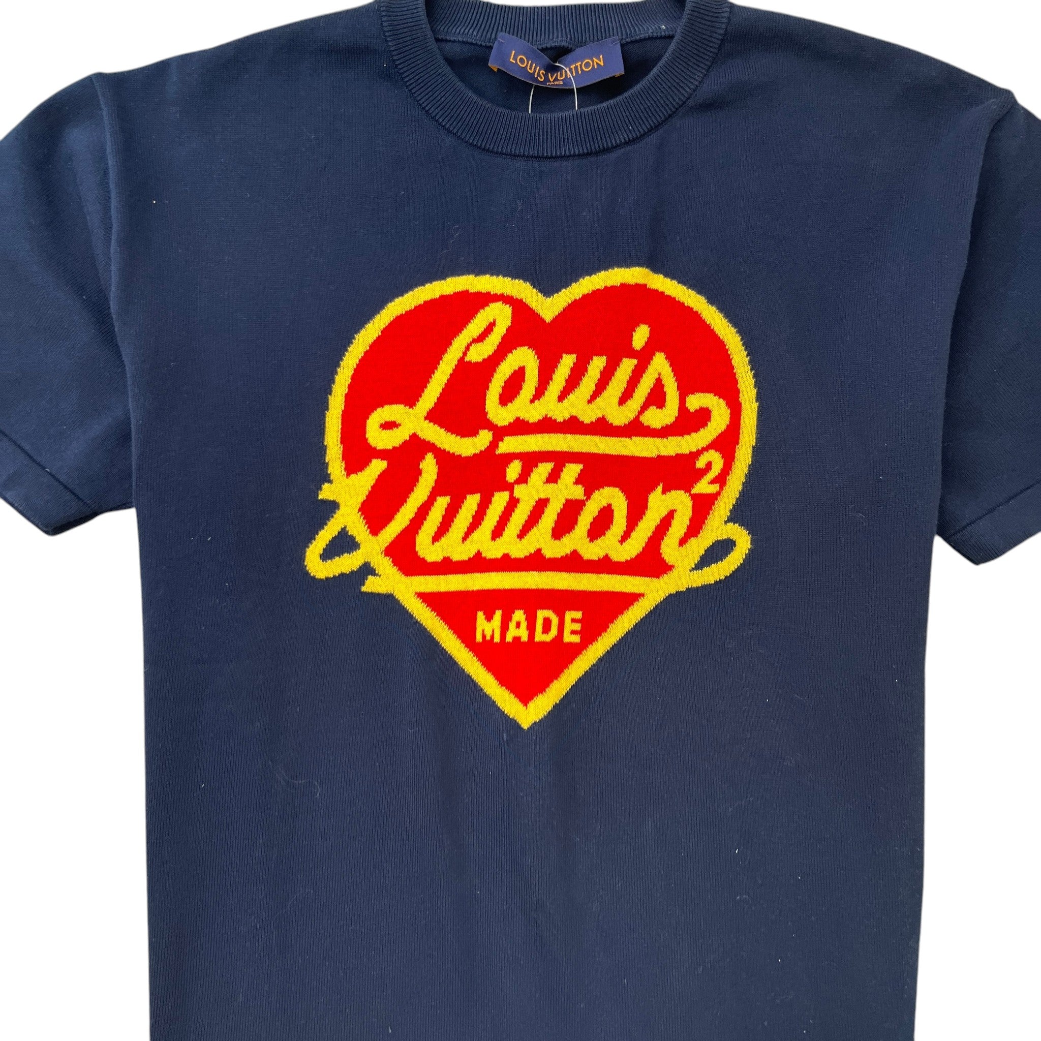 Men's X Nigo Intarsia Jacquard Heart T-Shirt Navy Size M