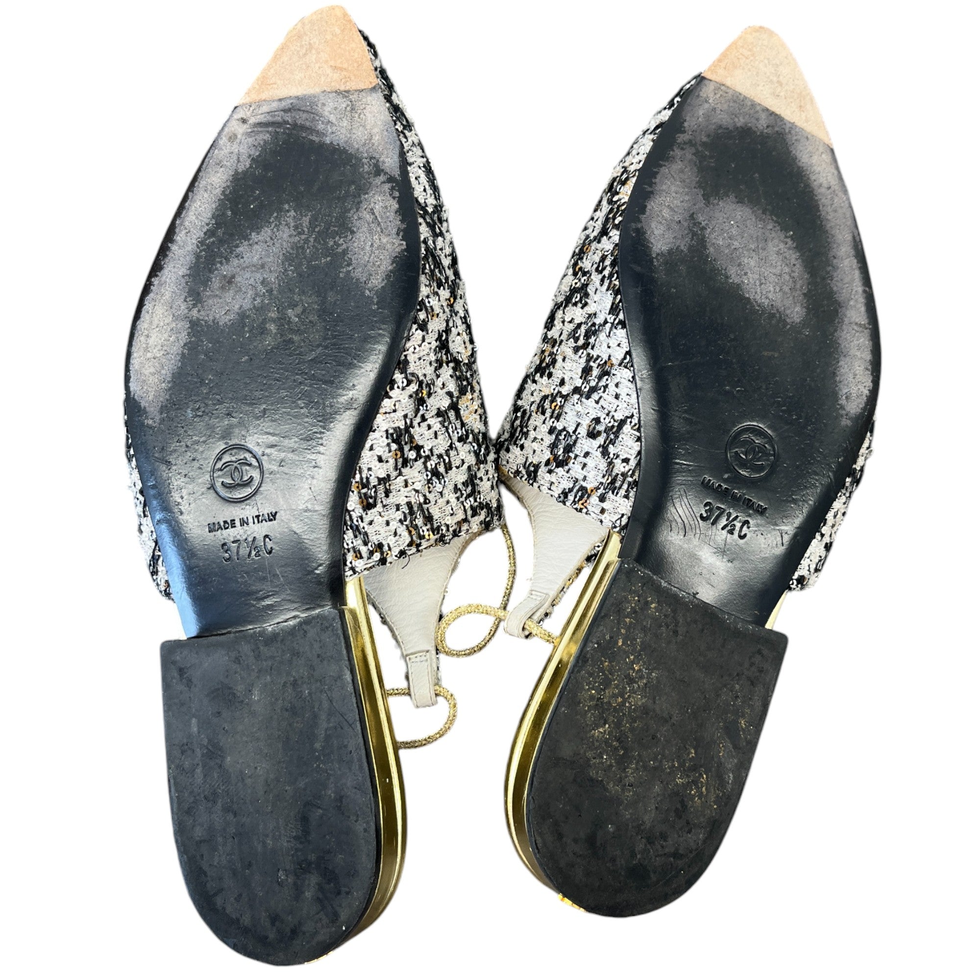 Women's Tweed Cc Logo Mules Black Size EU 37.5 / UK 4.5