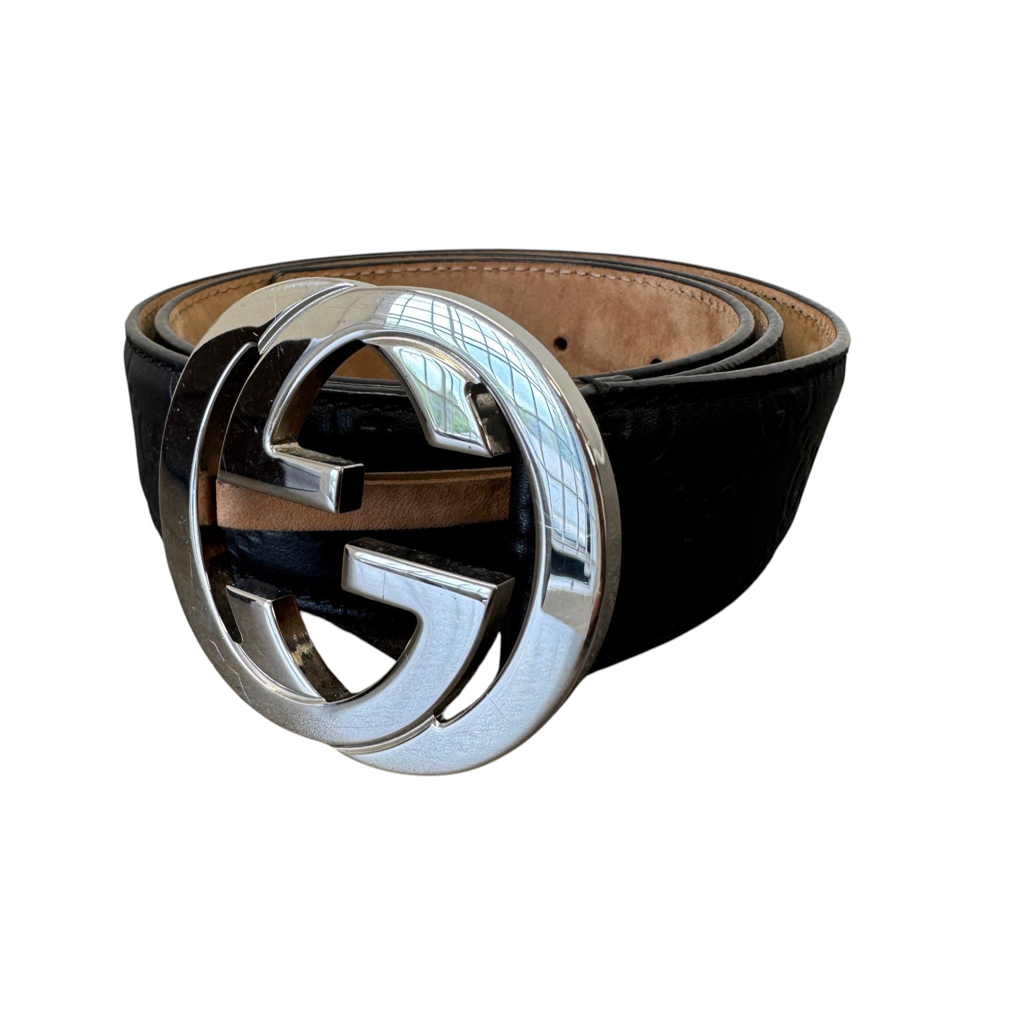 Women's Interlocking G Belt Black Size Waist 34"