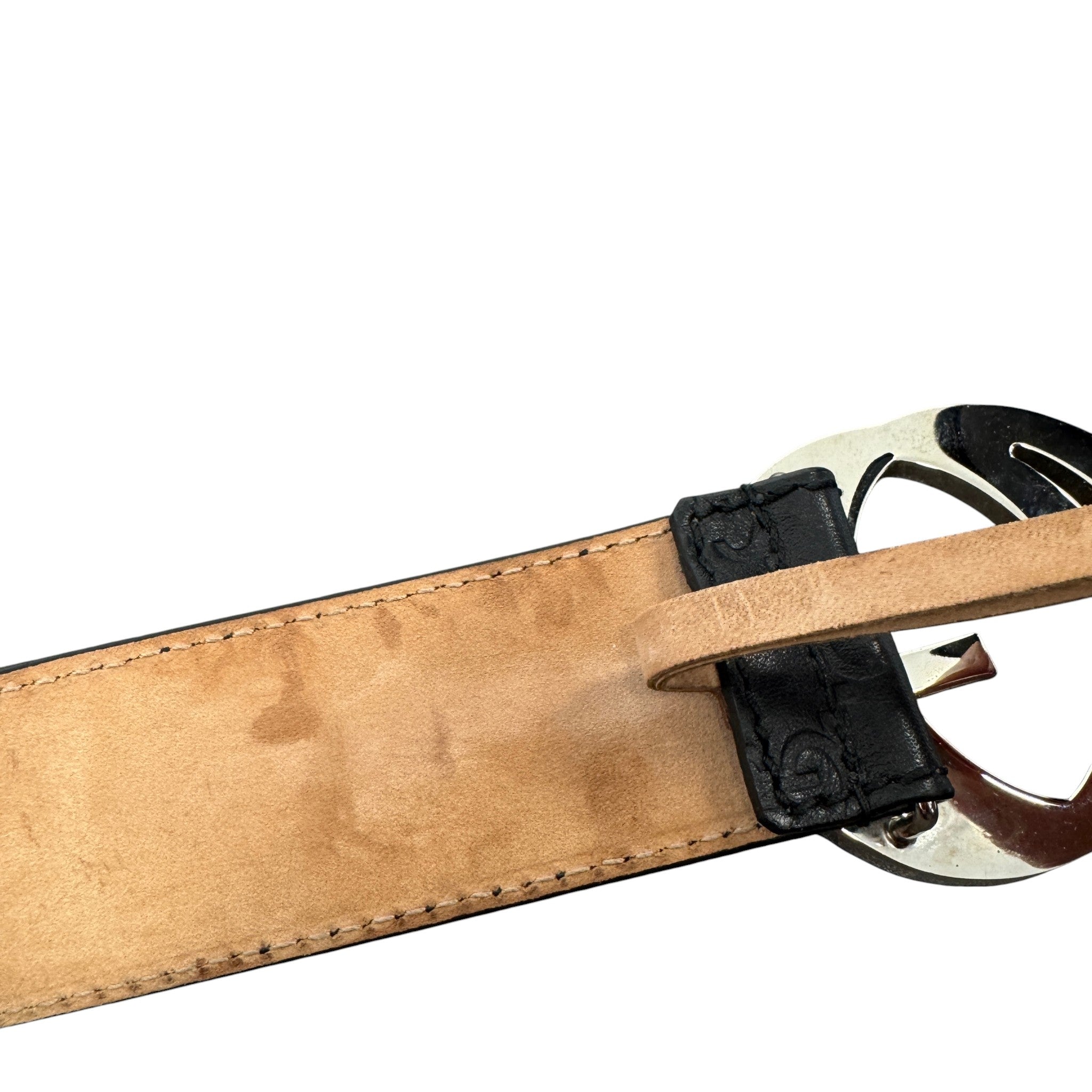 Women's Interlocking G Belt Black Size Waist 34"