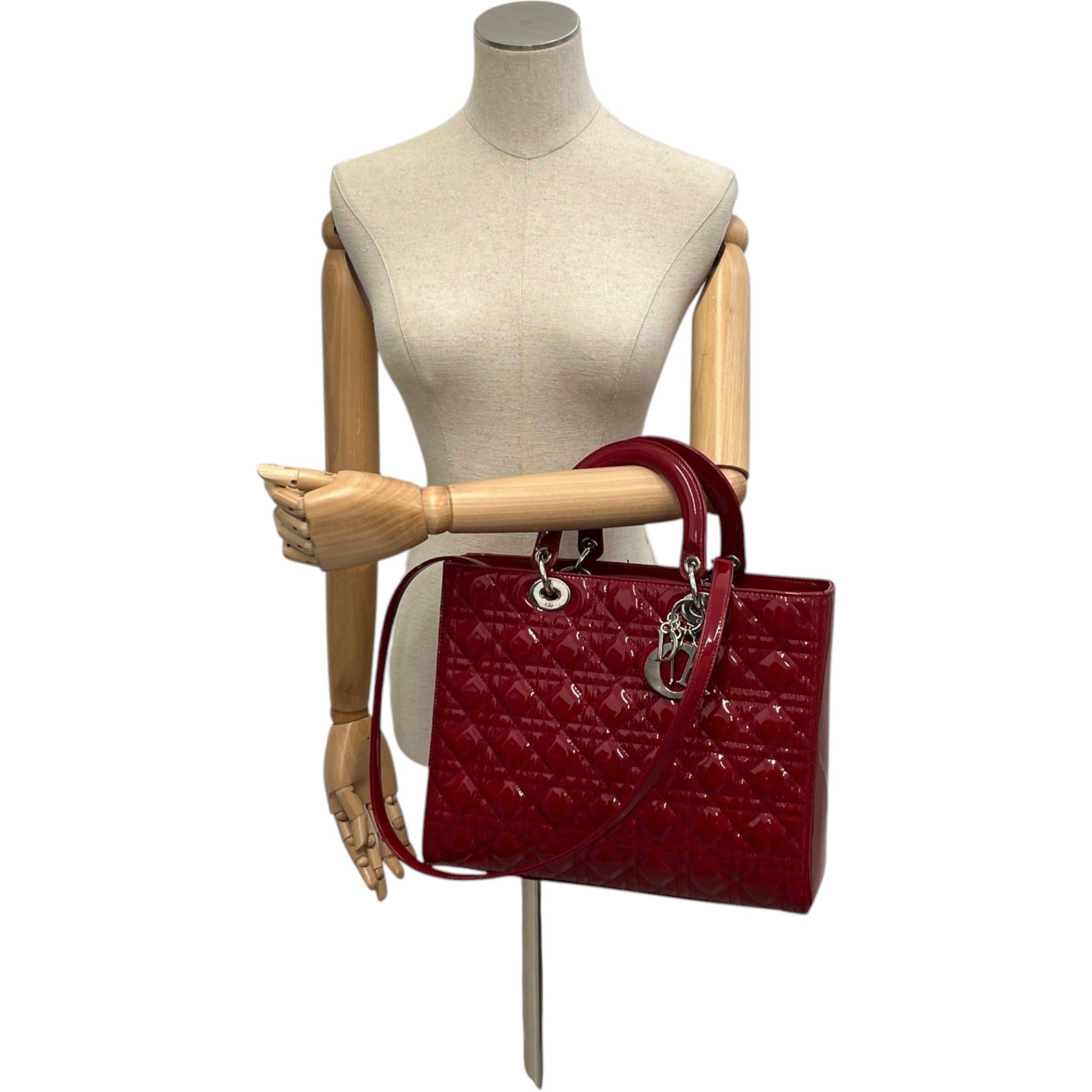 Women's Large Lady Dior Tote Bag Red
