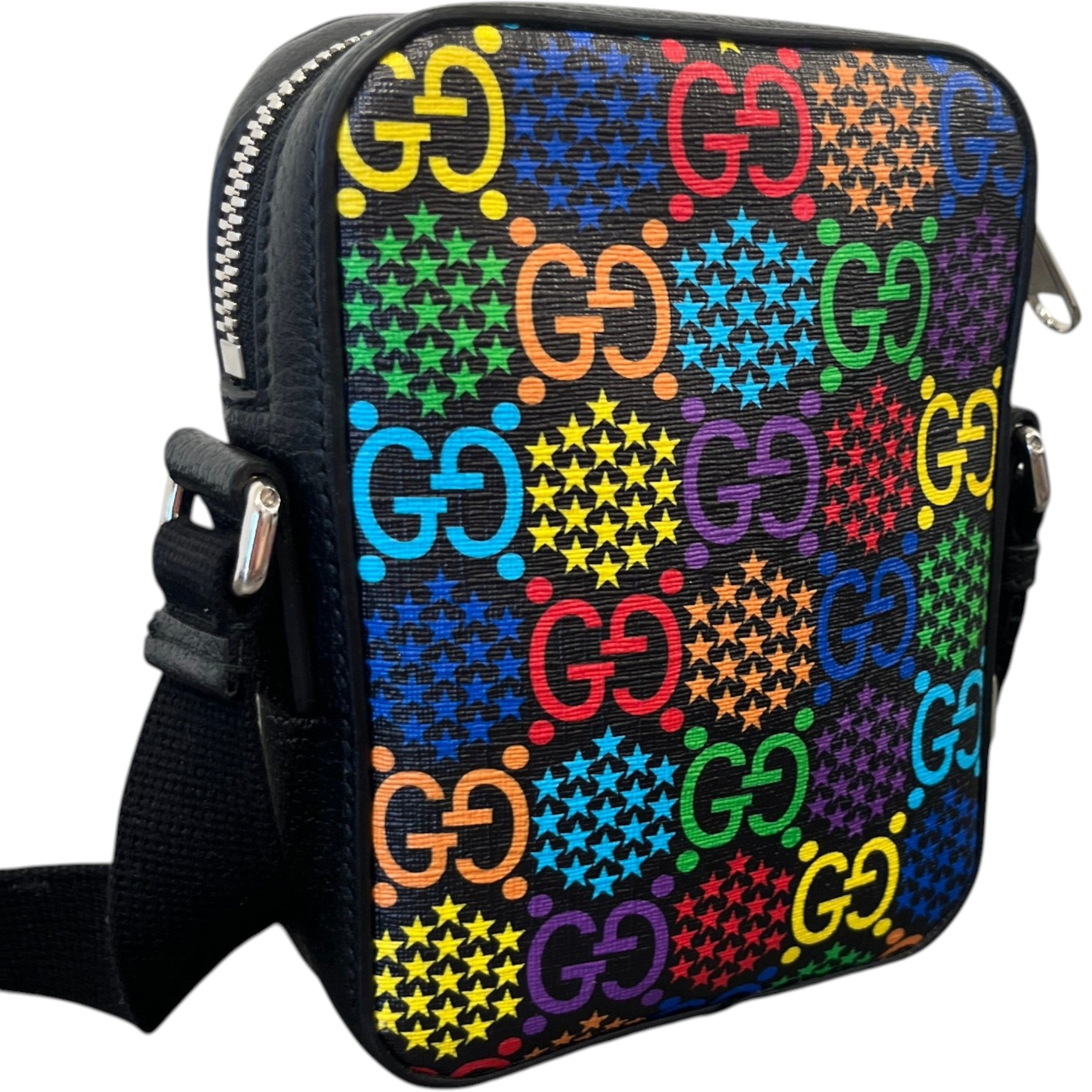 Men's Gg Psychedelic Messenger Bag Black