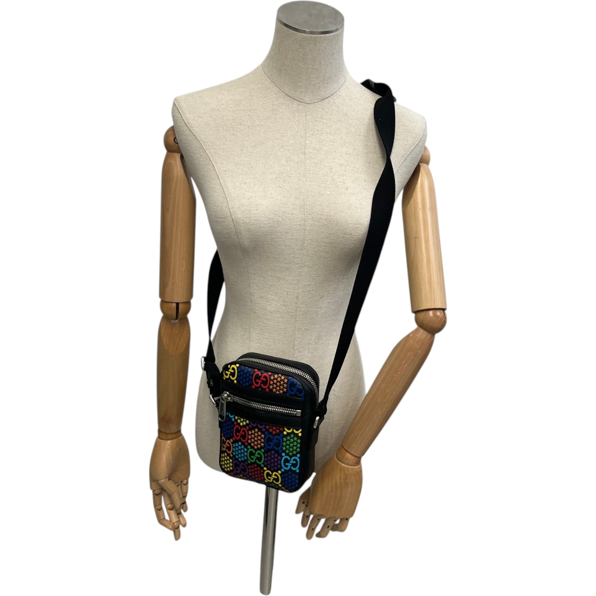 Men's Gg Psychedelic Messenger Bag Black
