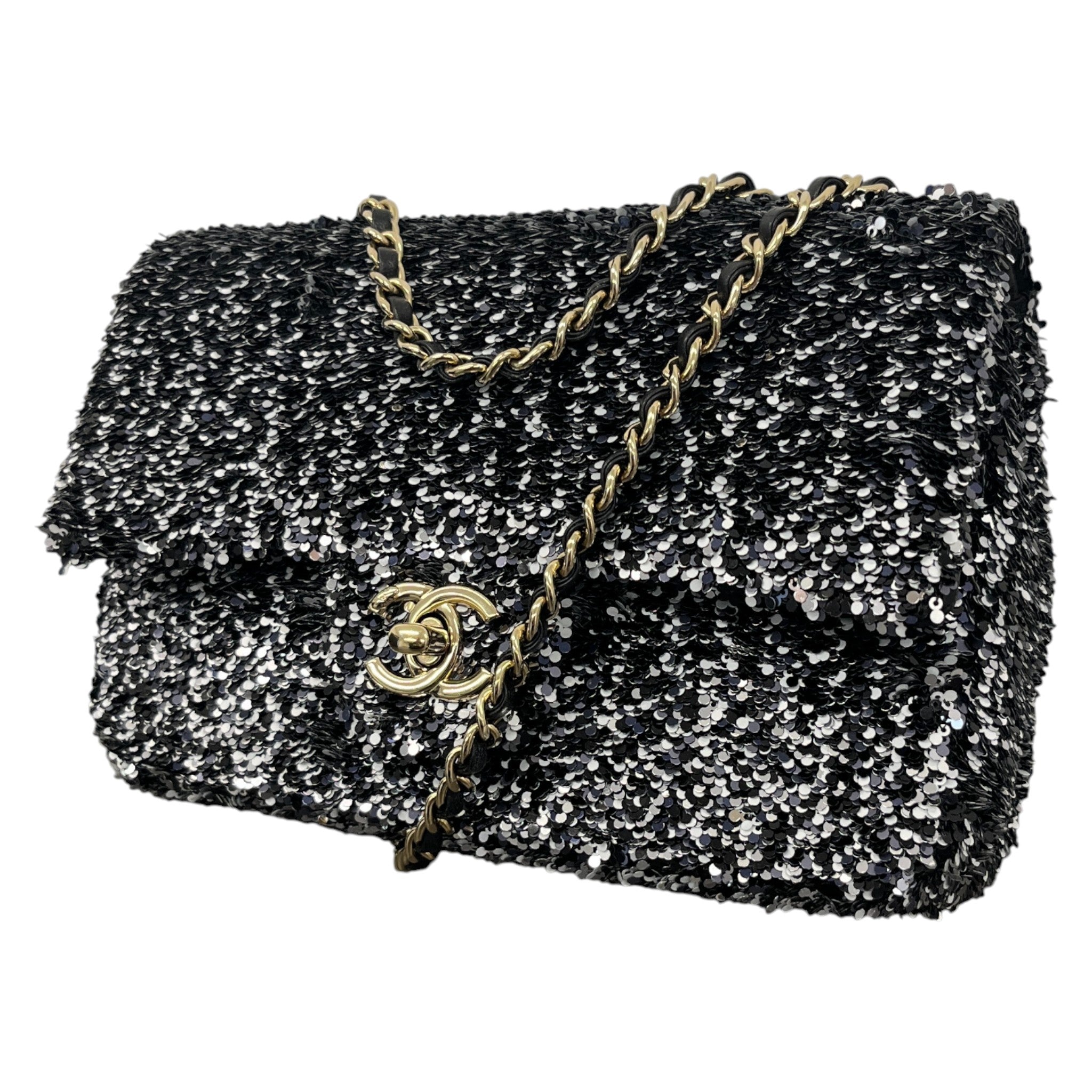 Women's Sequin Mini Classic Flap Bag Black