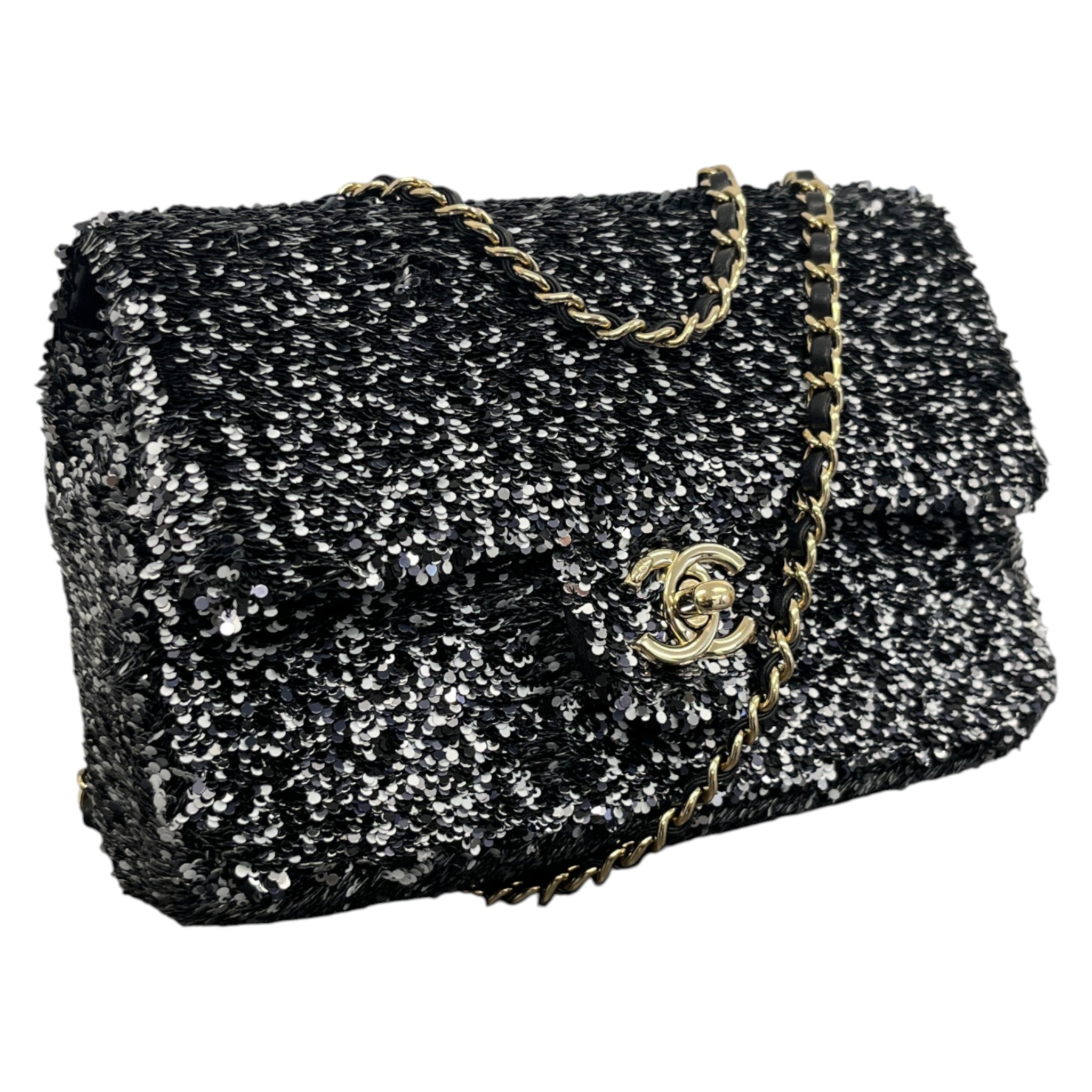 Women's Sequin Mini Classic Flap Bag Black