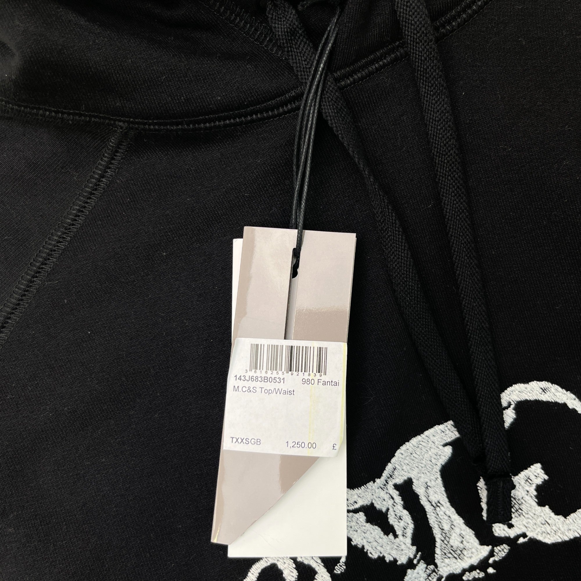 Men's Embroidered Logo Hoodie Black Size XXS