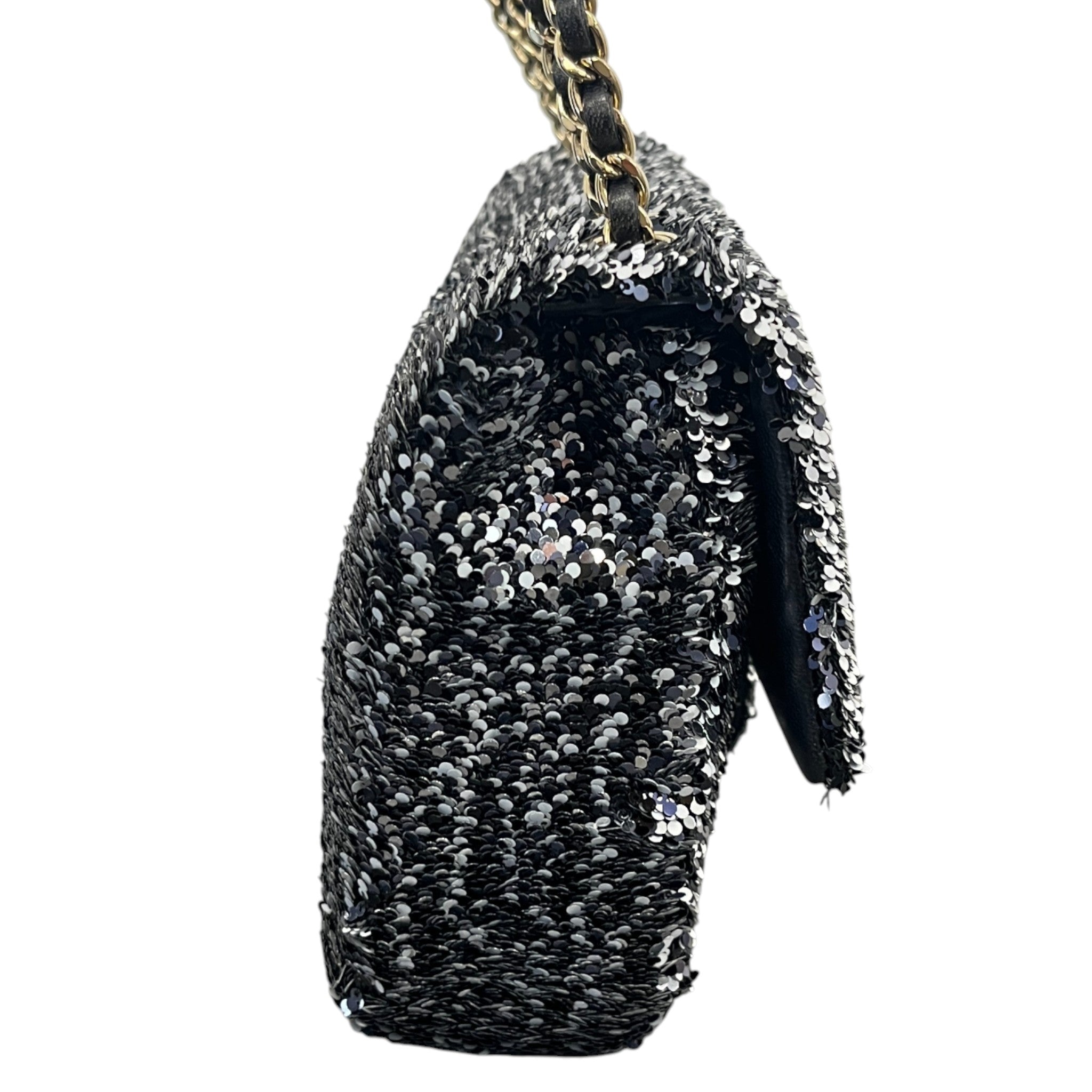 Women's Sequin Mini Classic Flap Bag Black