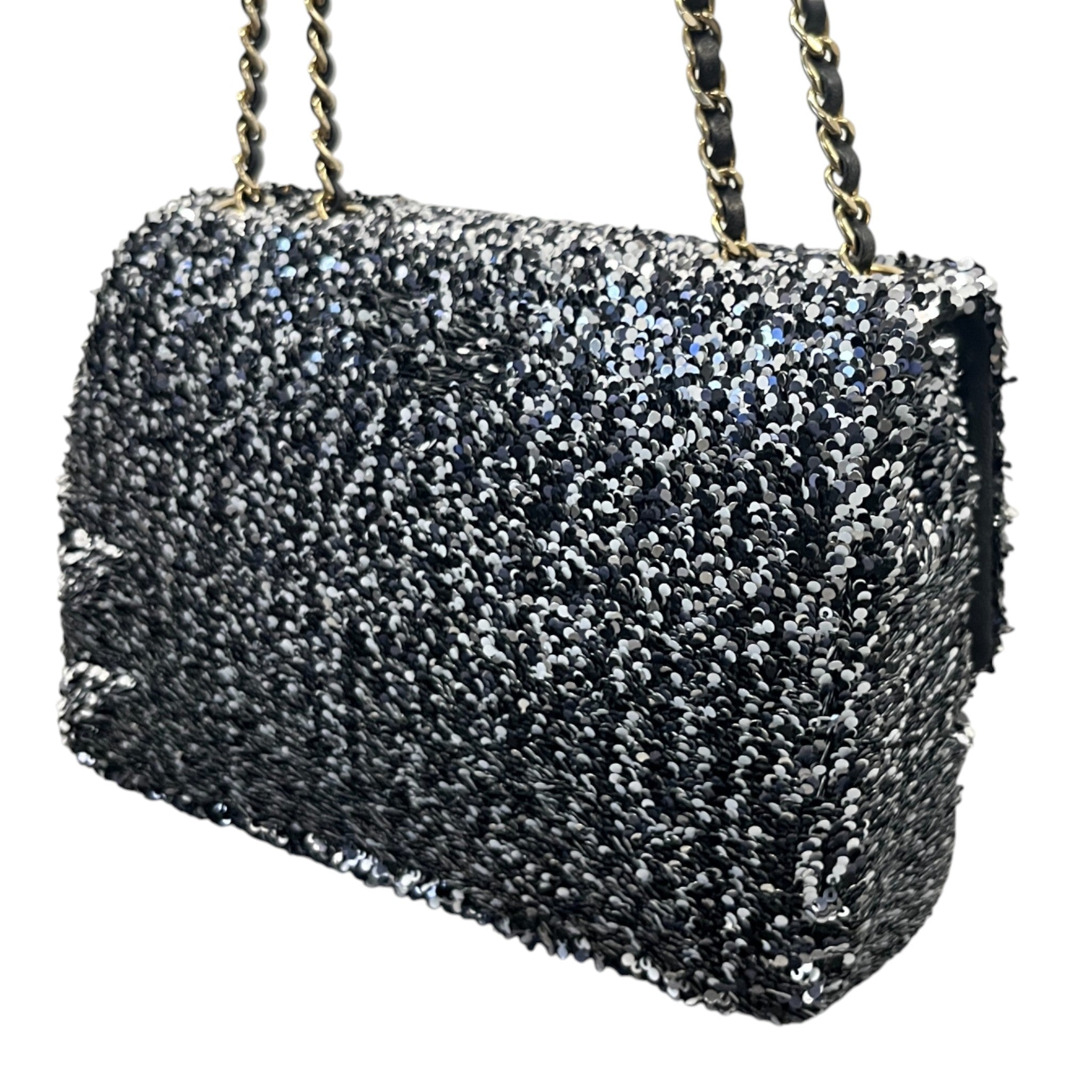 Women's Sequin Mini Classic Flap Bag Black