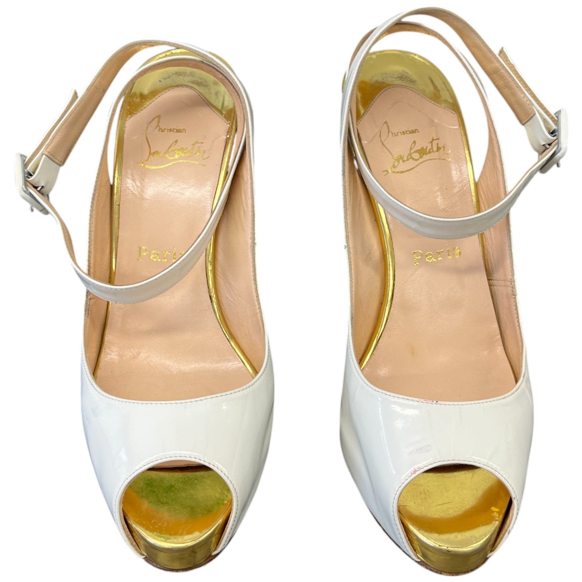 Women's Peep Toe Ankle Strap Heels White Size EU 38 / UK 5
