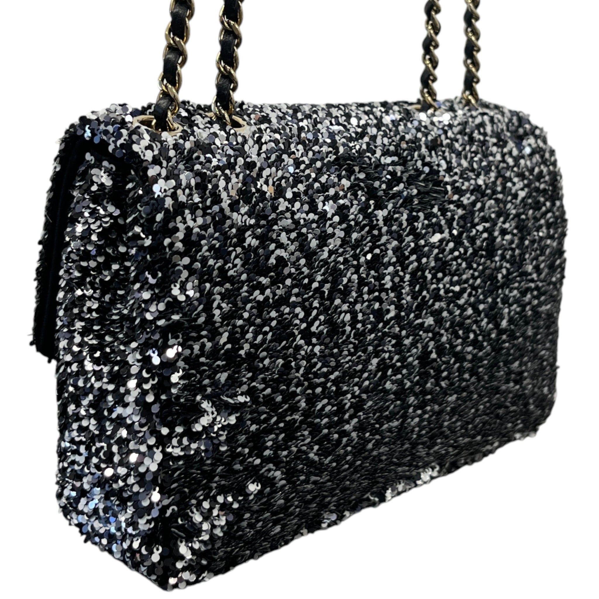 Women's Sequin Mini Classic Flap Bag Black